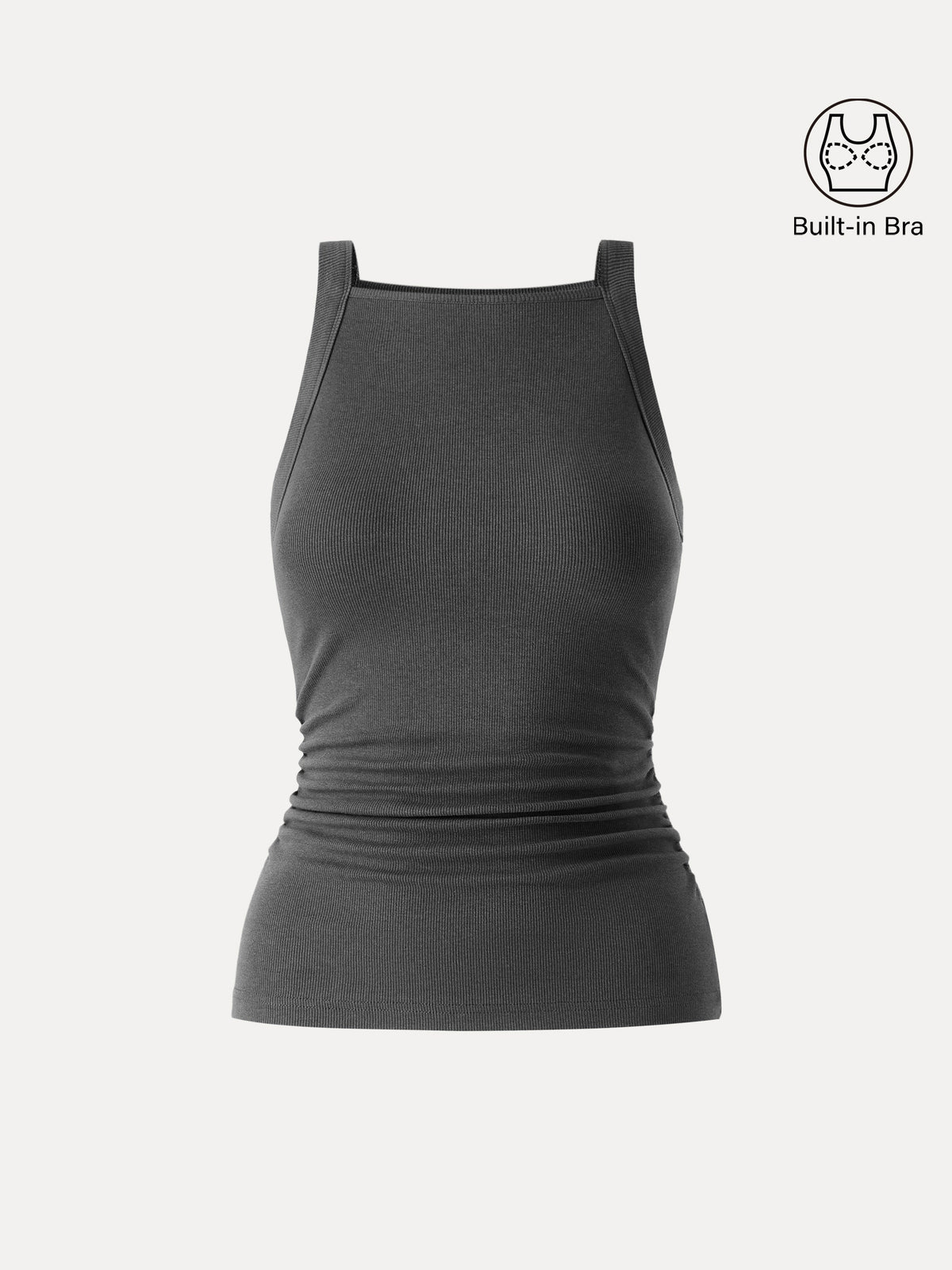 Plantive Chic Square Neck Ruched Rib Built-In Bra Tank — original photo 12
