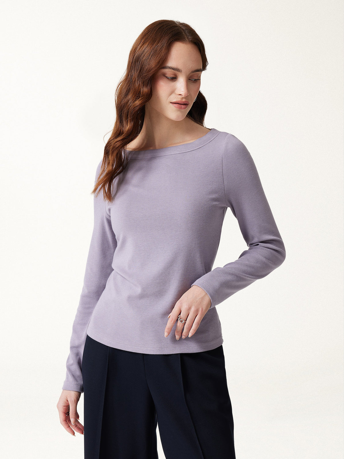 LiteWarm Boatneck Long Sleeve Built-In Bra Top — original photo 3