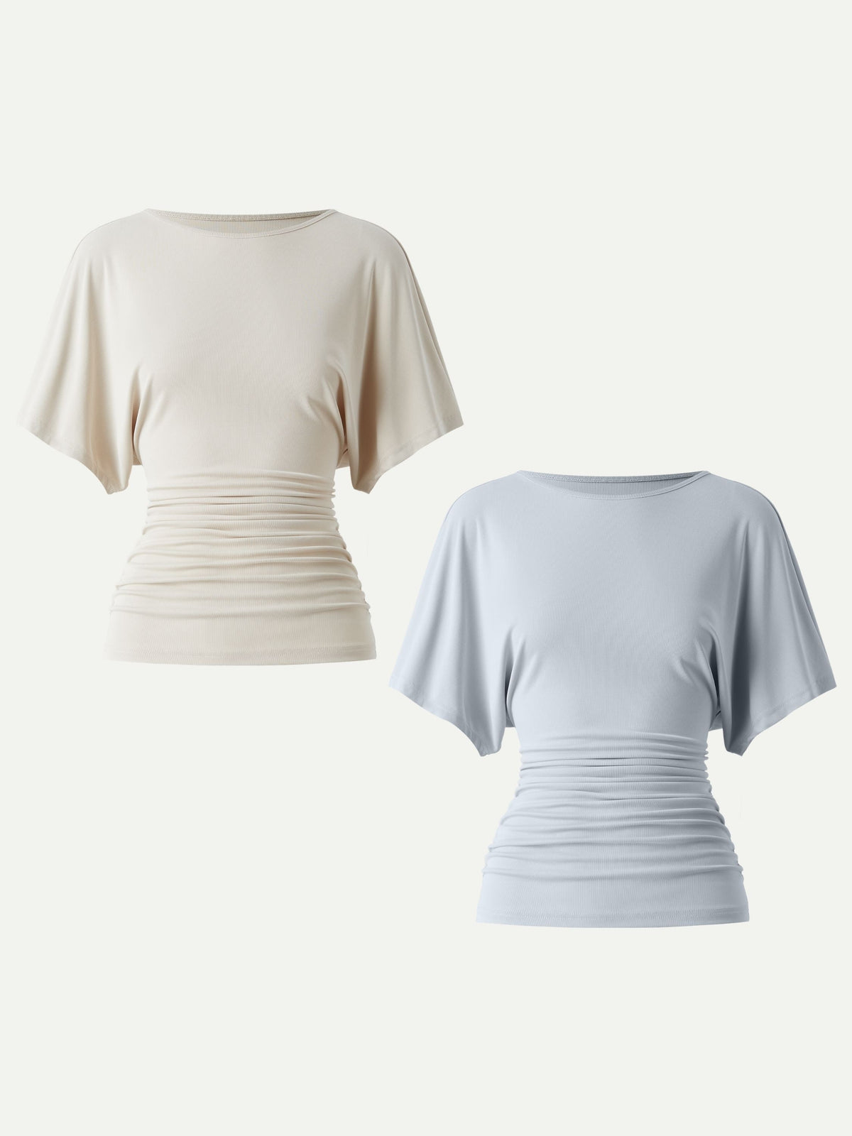 Effortless Boatneck Batwing Sleeve Side Ruched Top — original photo 16