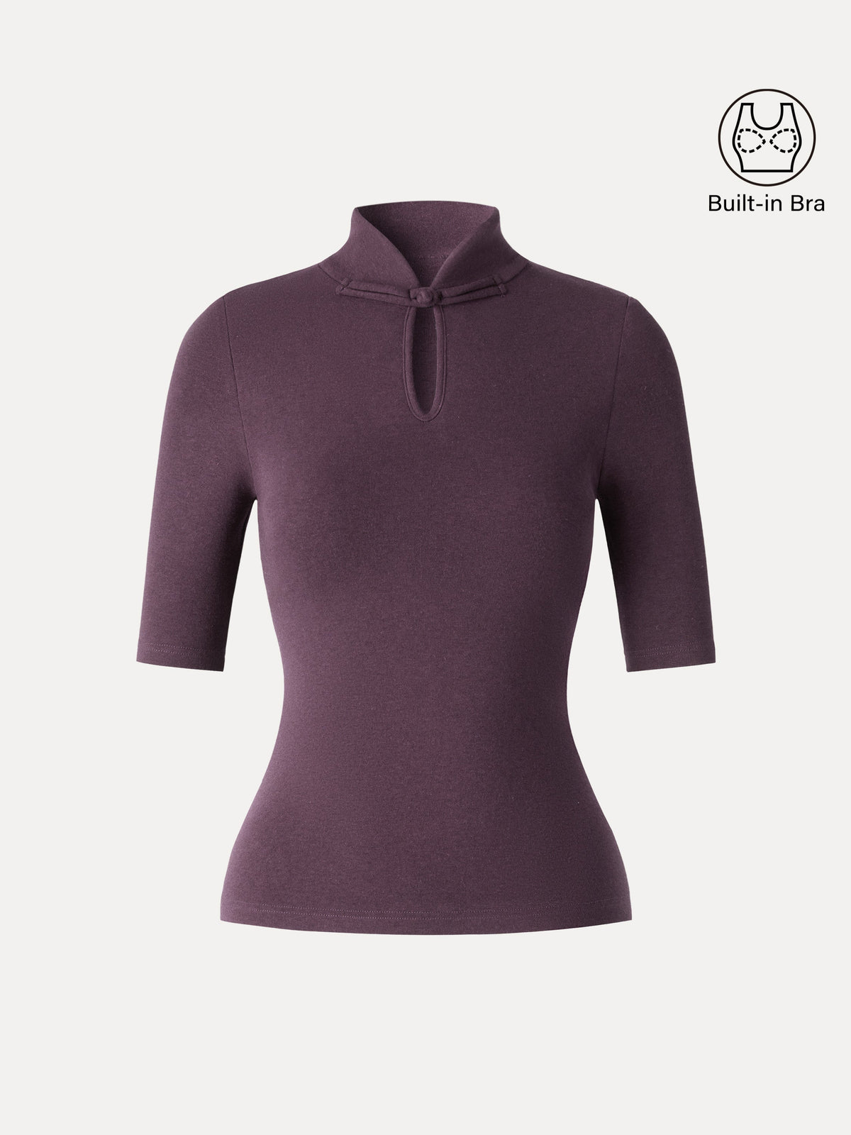 LiteWarm Teardrop Neck Elbow Sleeve Built-In Bra Top — original photo 11