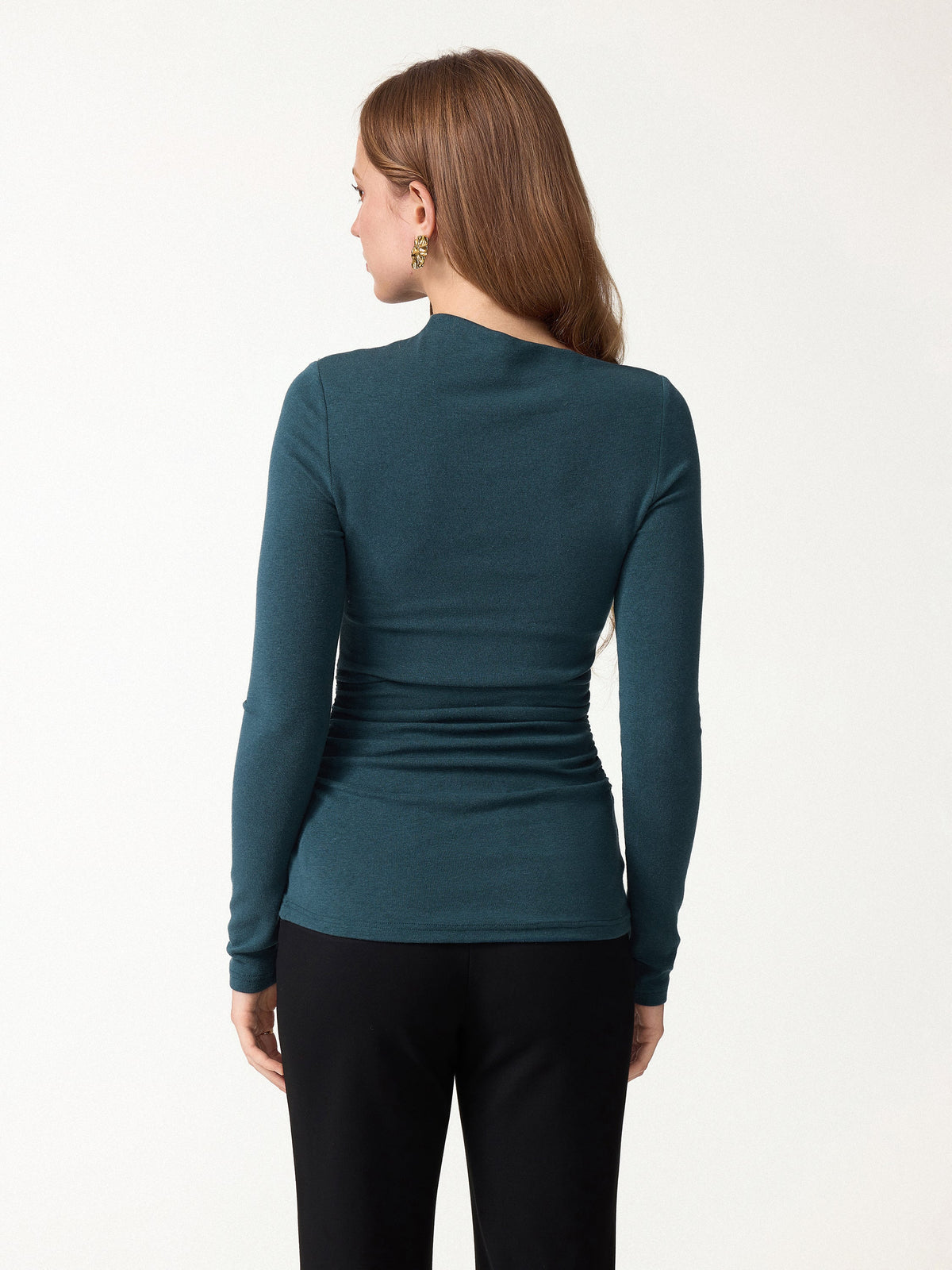 2Pcs Set LiteWarm Asymmetrical Long Sleeve Built-In Bra Top & A-Line Midi Skirt — original photo 7