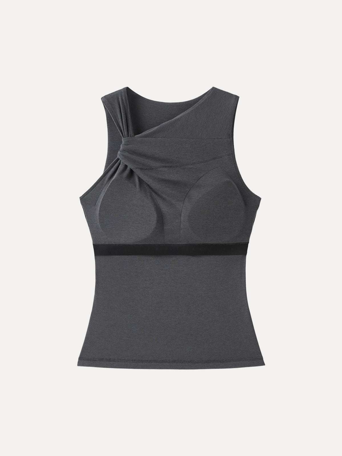 Sweat-Wicking Asymmetrical Neck Knotted Built-In Bra Tank — original photo 8