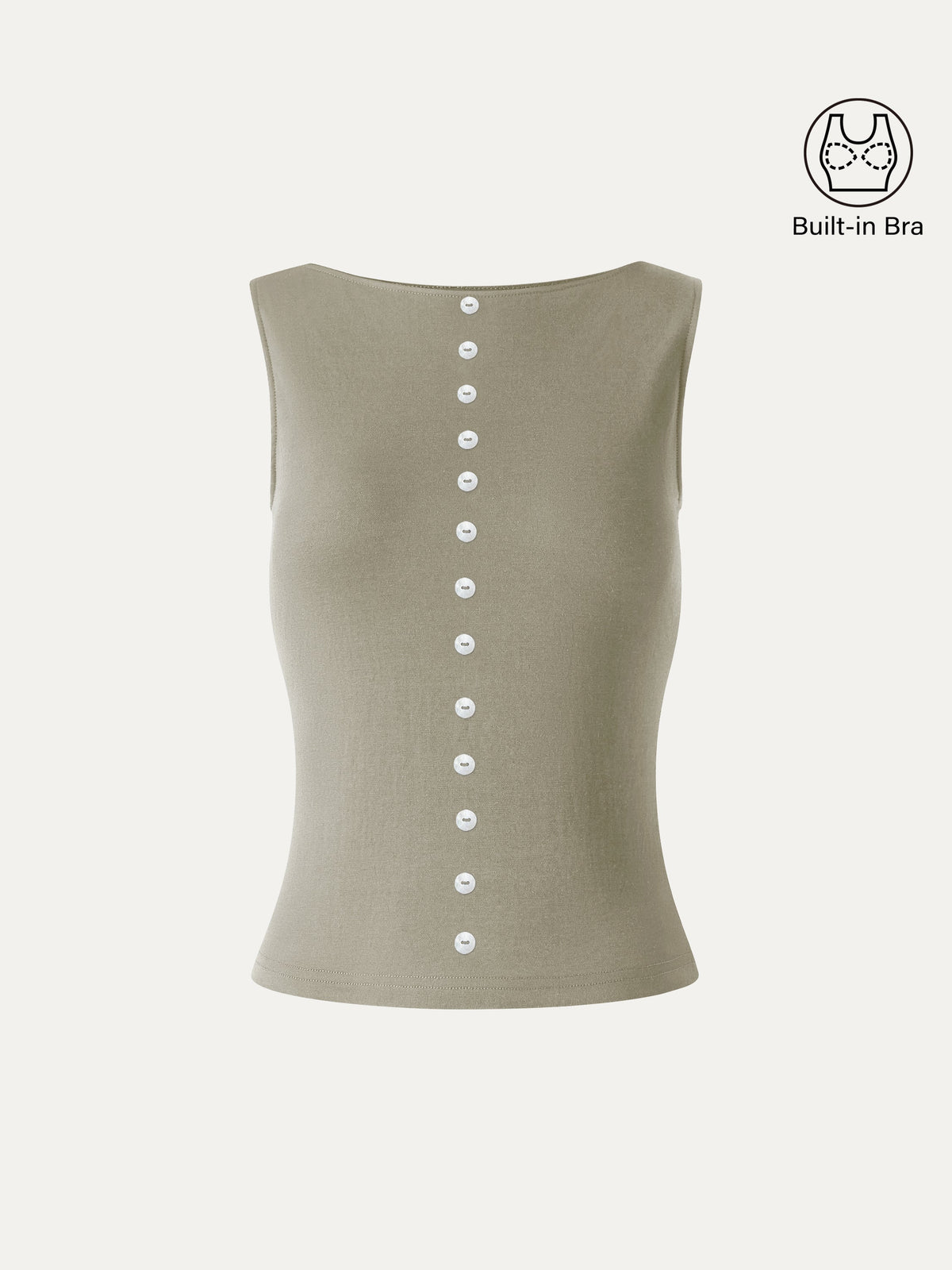 Cotton-Linen Boatneck Cropped Built-In Bra Top — original photo 8
