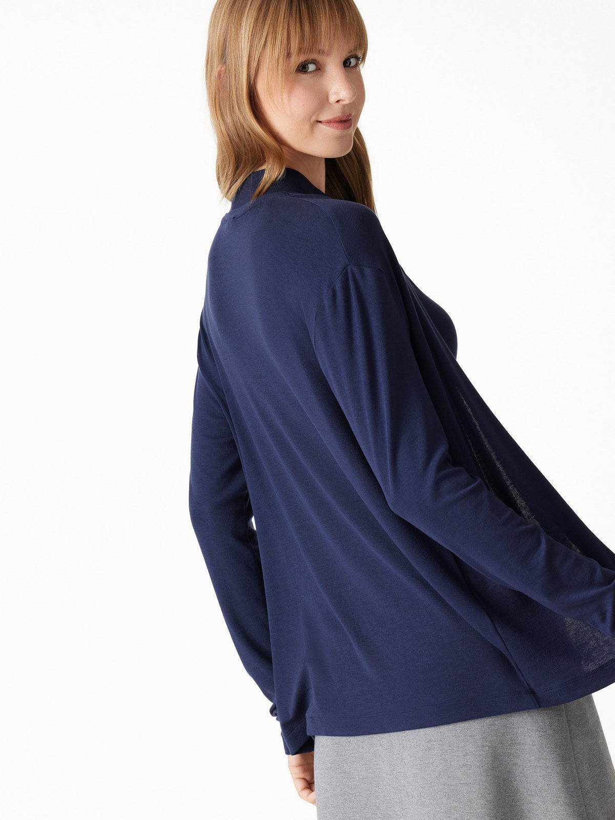 LiteWarm Premium Lyocell-Wool Open-Front Long Sleeve Cardigan — original photo 4