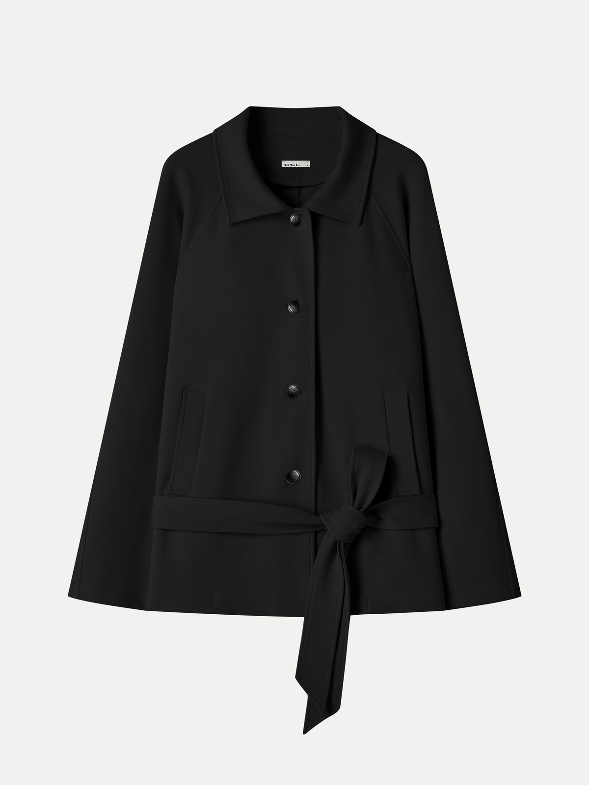Bamboo Ponte Notched Collar Long Sleeve Belted Jacket — original photo 8
