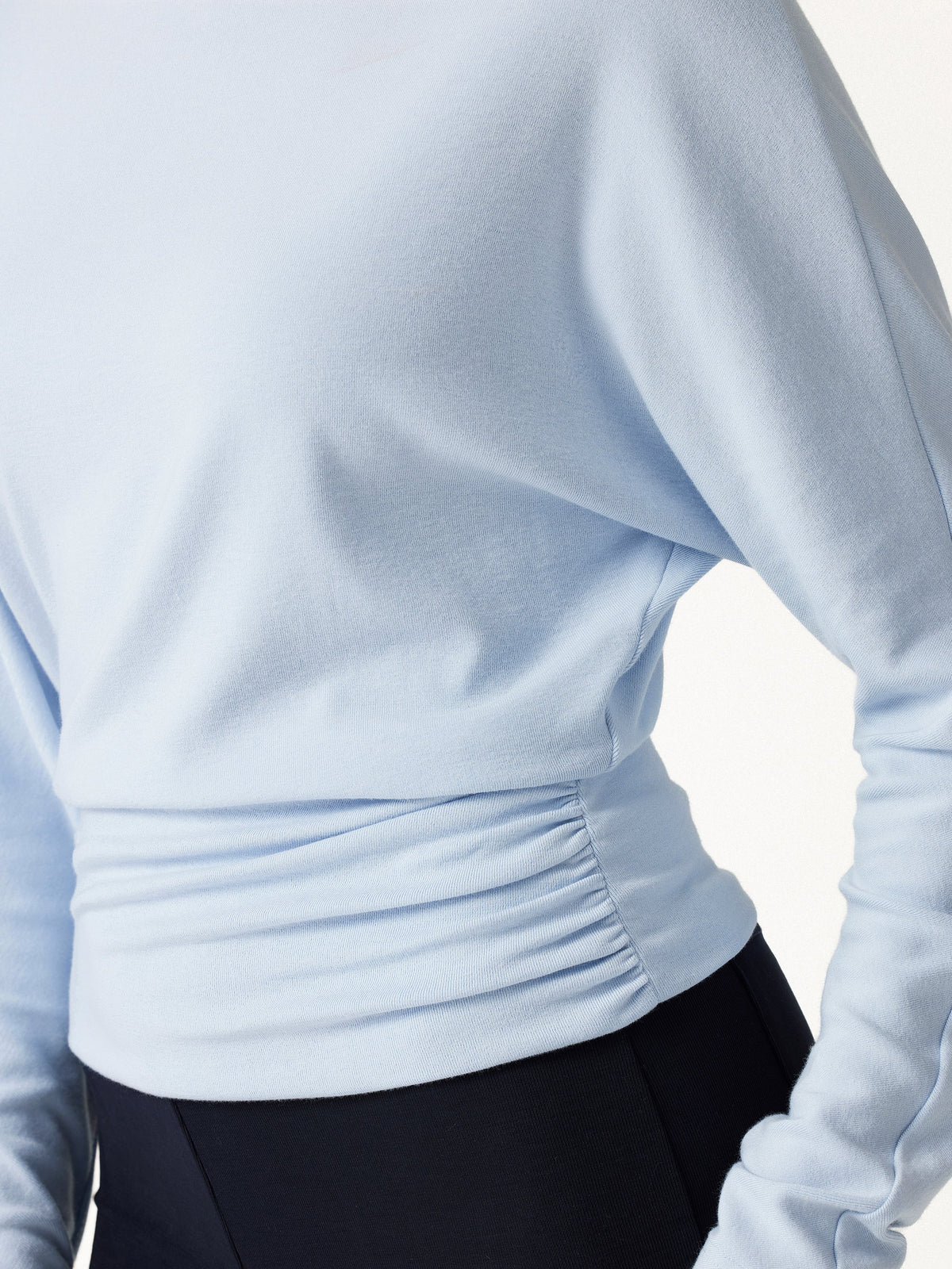 LiteWarm Slash Neck Batwing Sleeve Ruched Banded Hem Top — original photo 5