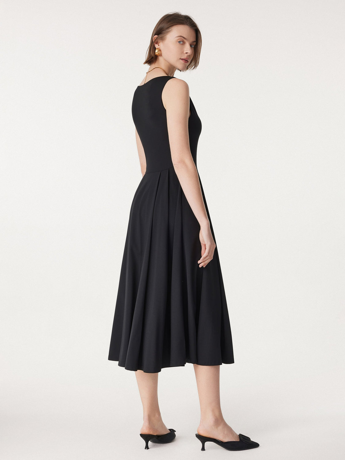 Boatneck Bamboo Ponte Bra Midi Dress with Pockets — original photo 4