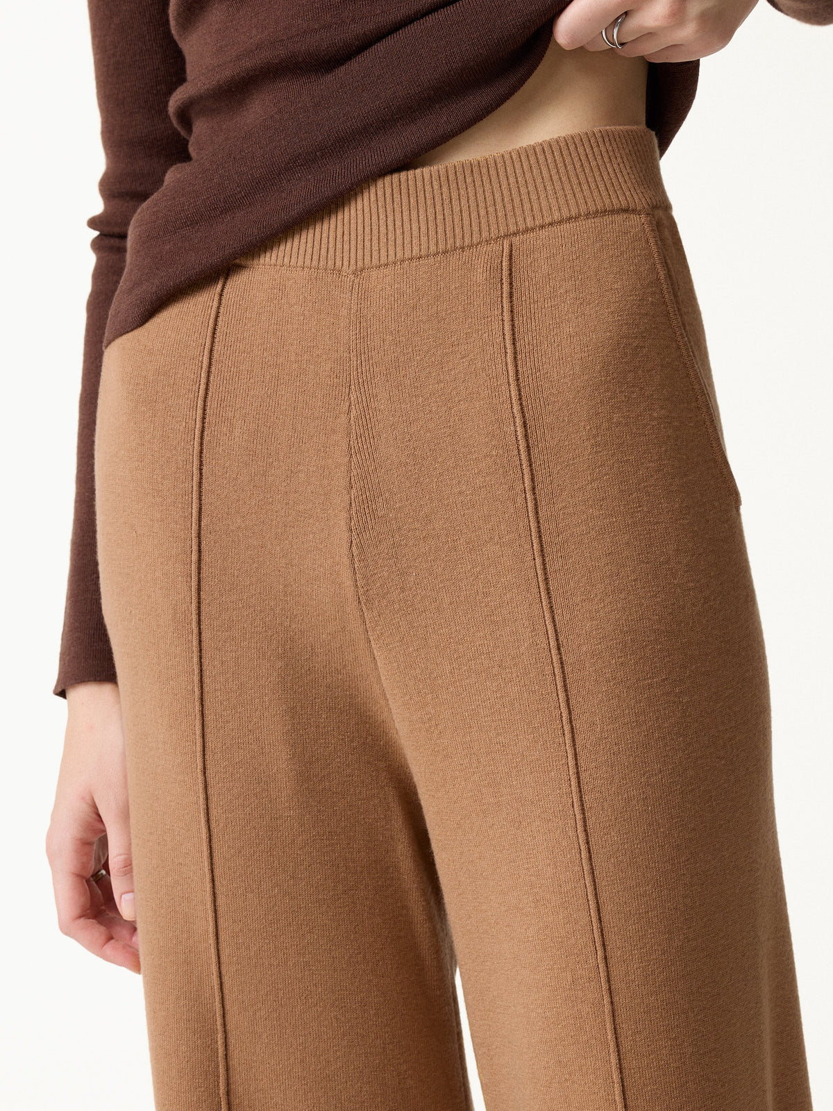 Merino Blend High-Rise Pintuck Wide-Leg Pants with Pockets — original photo 5