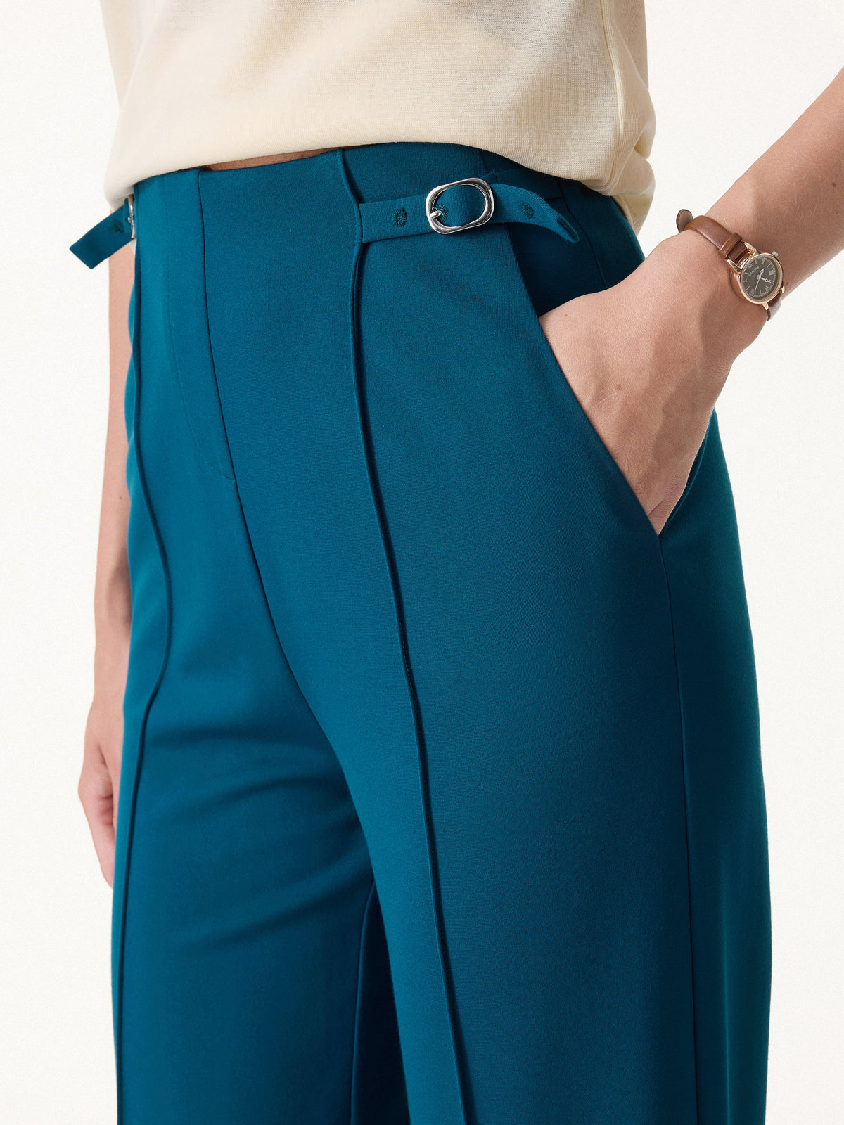 4-Way Stretch Drapey High Rise Wide Leg Ankled Pant — original photo 5