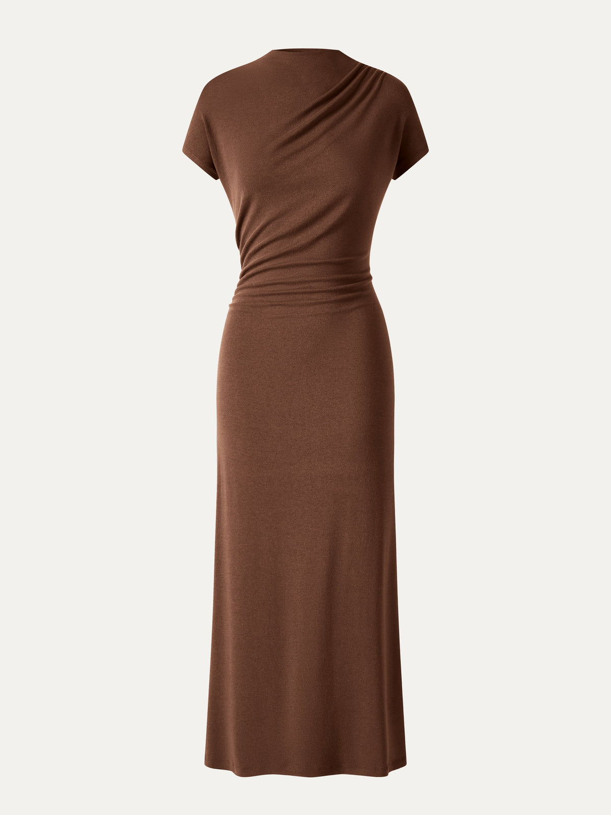 LiteWarm Mock Neck Cap Sleeve Ruched Midi Dress — original photo 6