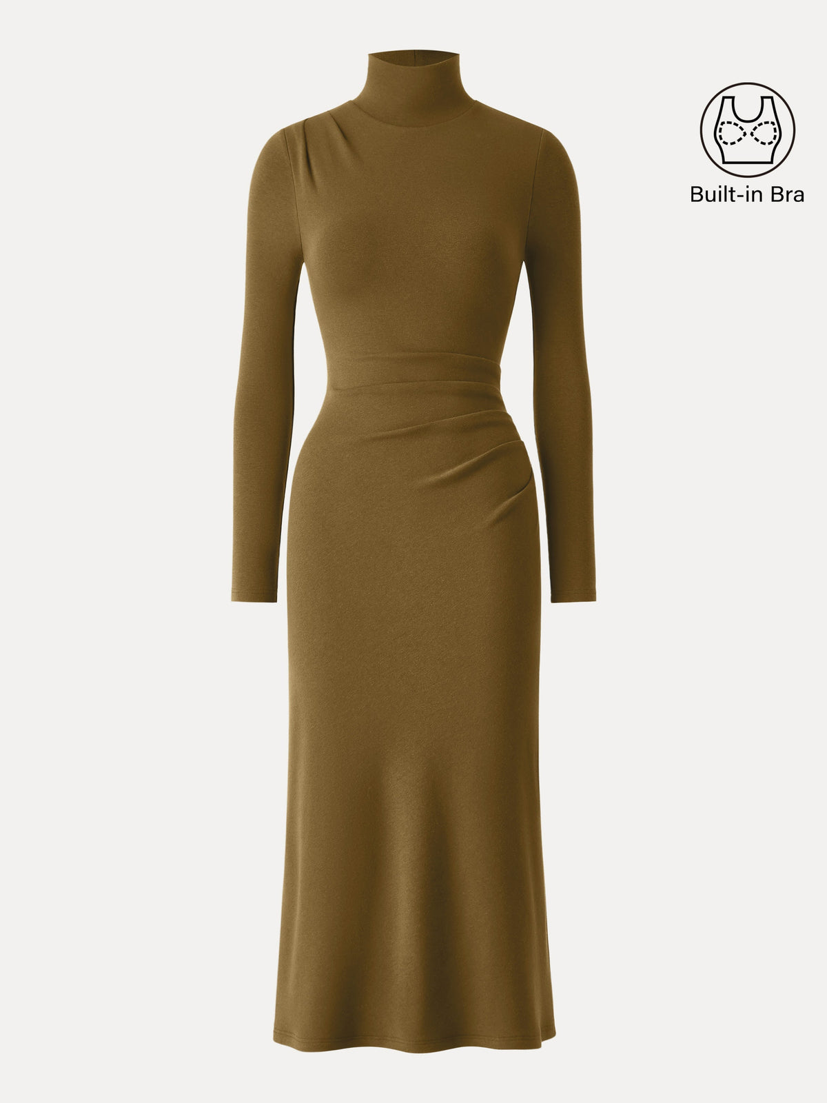 ProWarm Turtleneck Tucked Midi Built-In Bra Dress — original photo 13