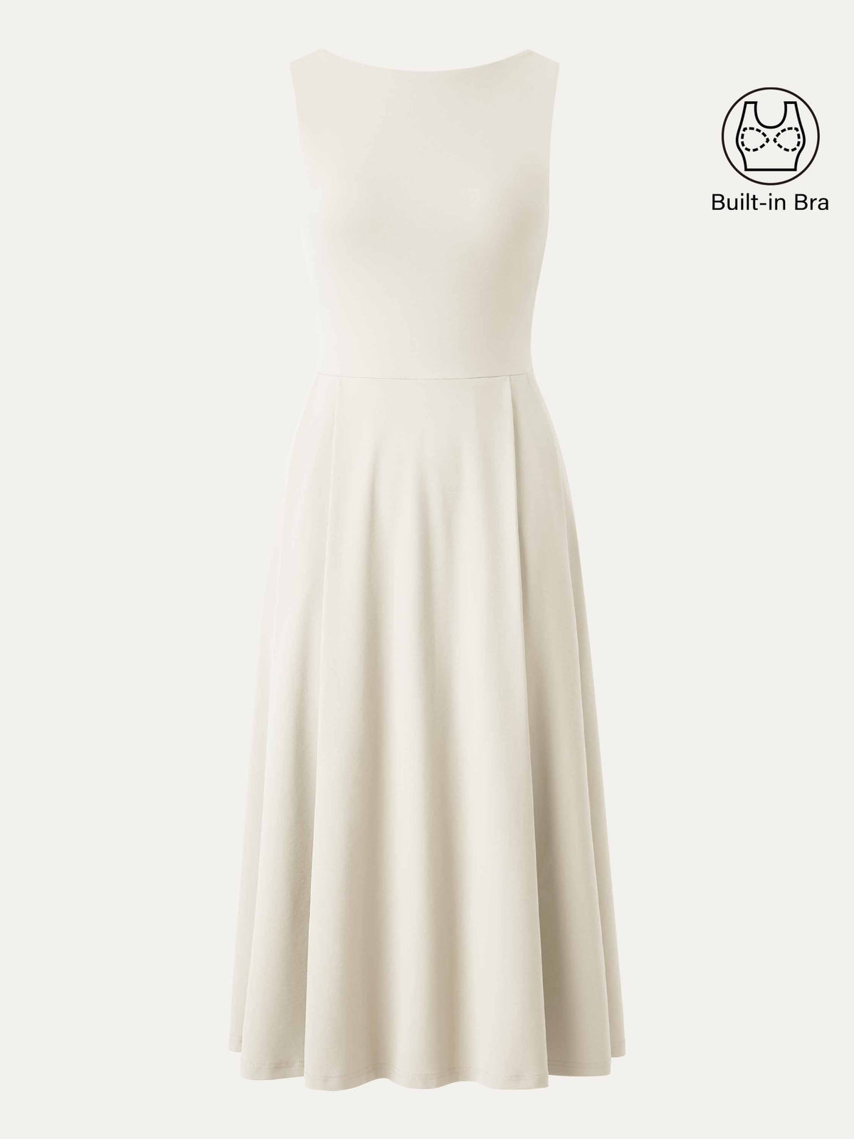 Boatneck Bamboo Ponte Bra Midi Dress with Pockets — original photo 11