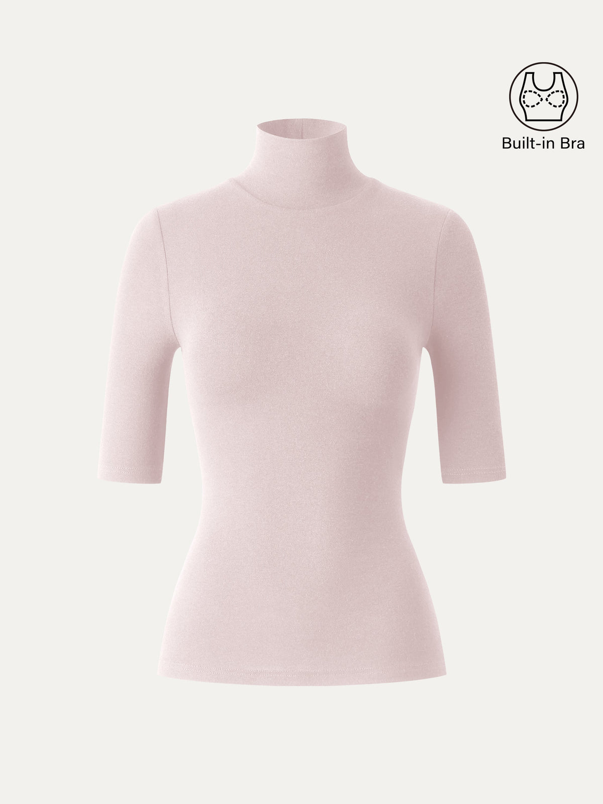 LiteWarm Essential Turtleneck Elbow Length Sleeve Built-In Bra Top — original photo 19