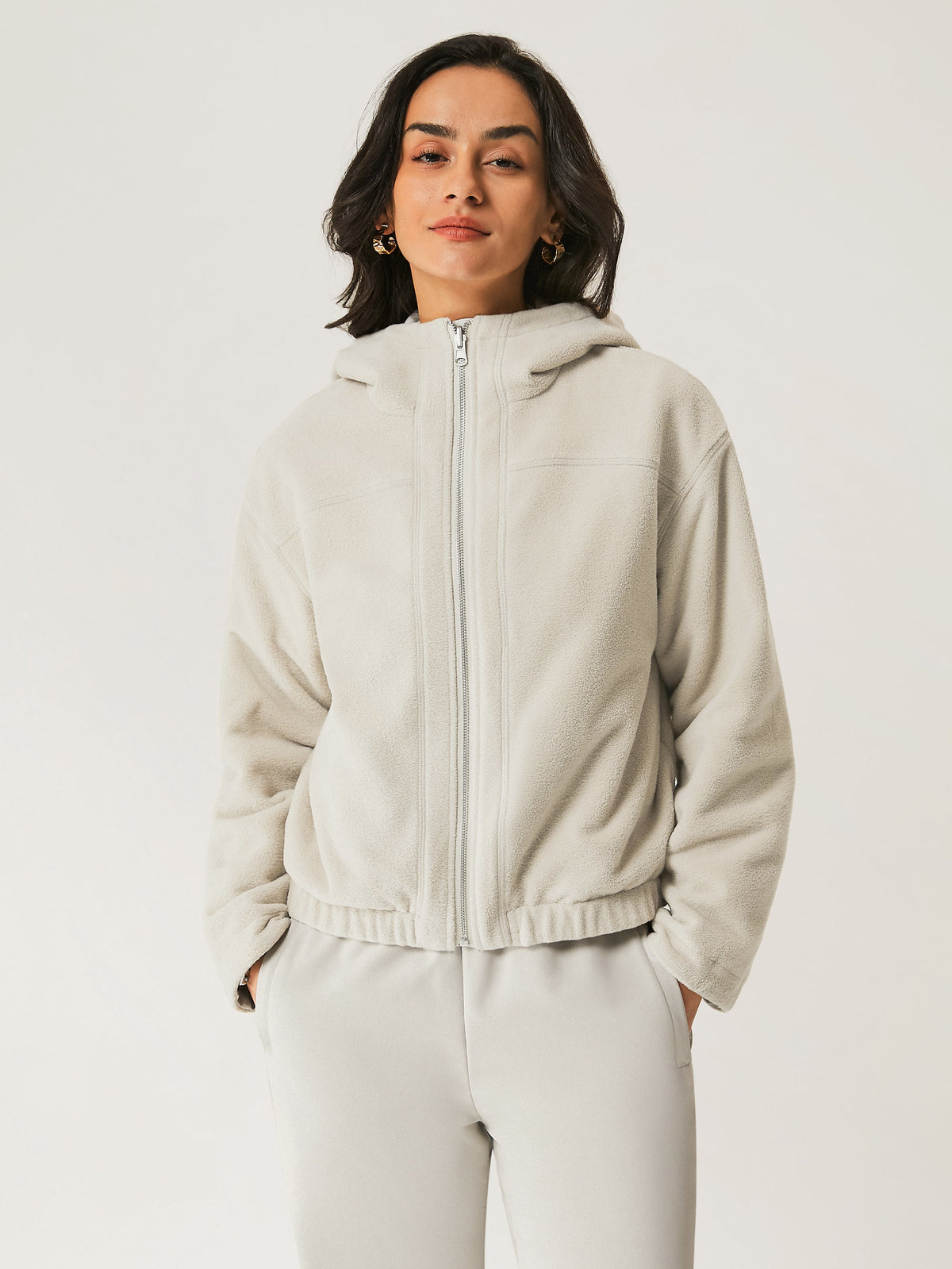 2Pcs Set Fleece Reversable Hooded Jacket & Fleece-Lined Elastic Waist Pants — original photo 4