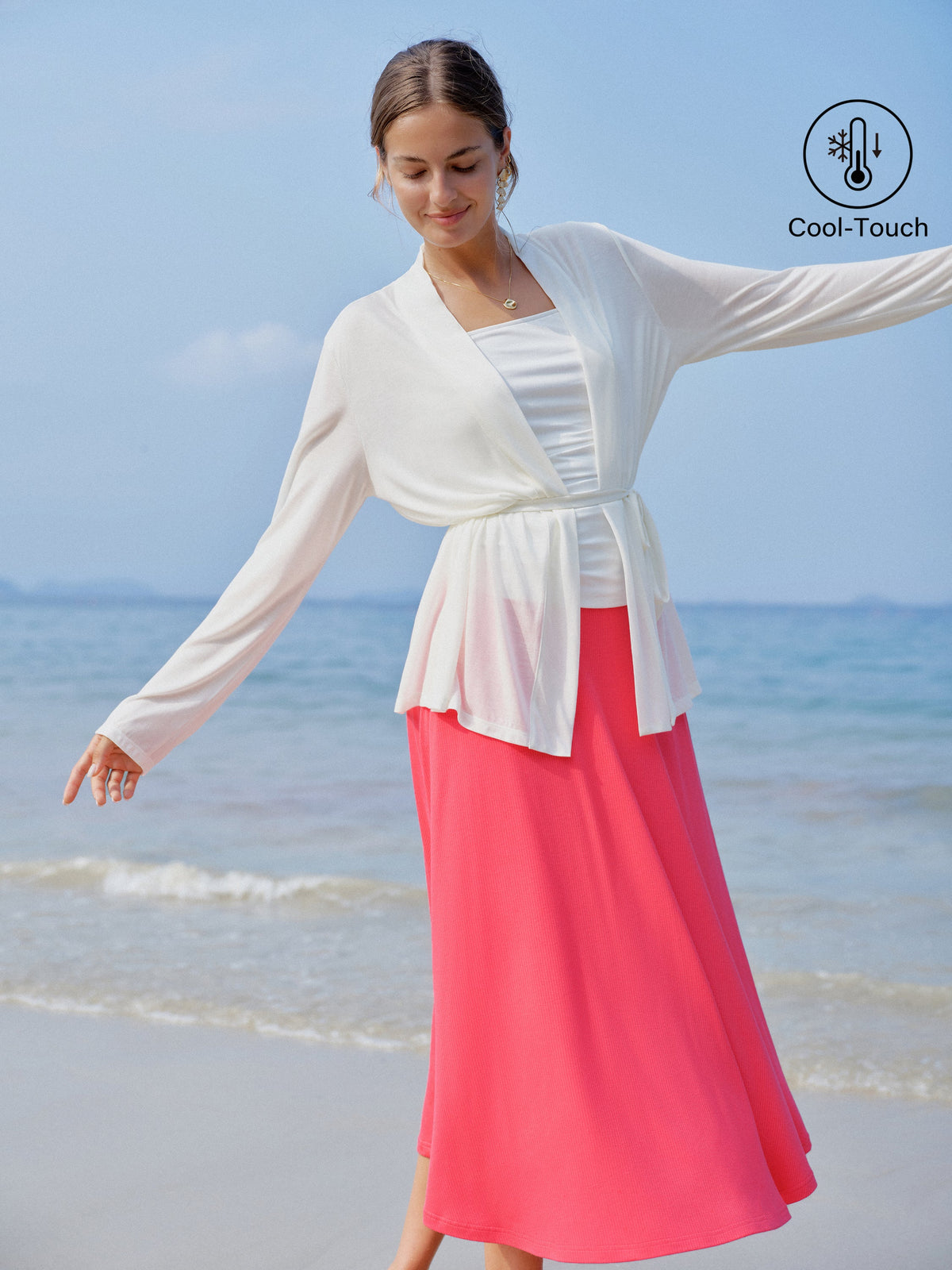 Airy Soft Open Front Cardigan with Tie — original photo 3