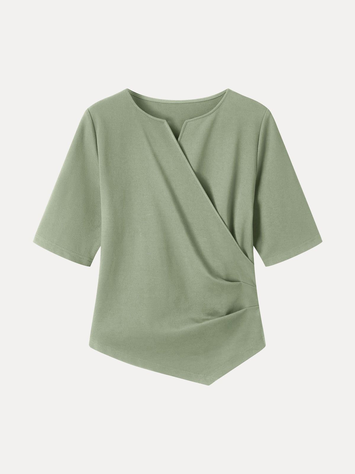 Ponte Surplice Elbow Sleeve Asymmetrical Hem Top — original photo 9