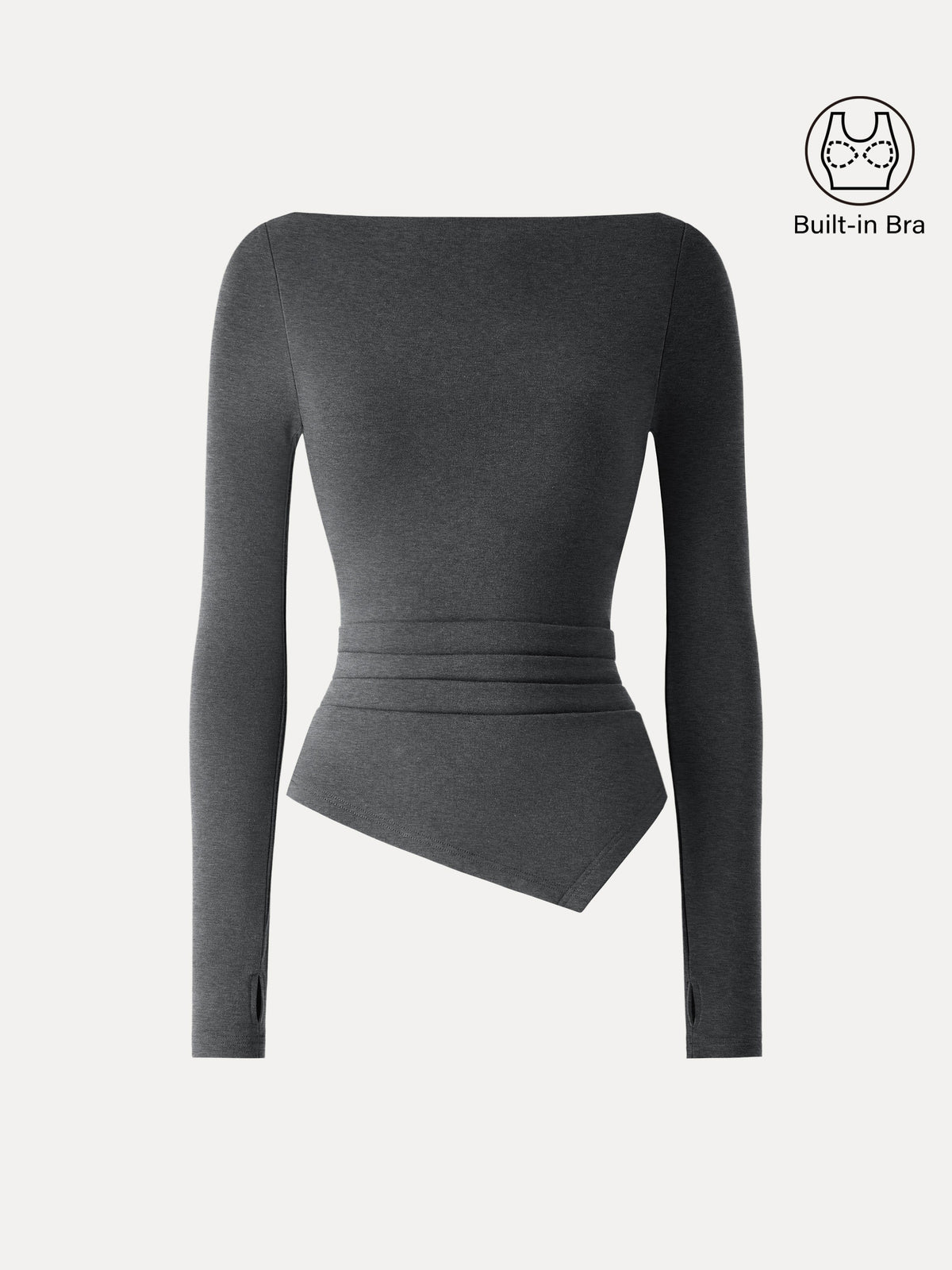 ProWarm Boatneck Side Tucks Asymmetrical Built-In Bra Top — original photo 11