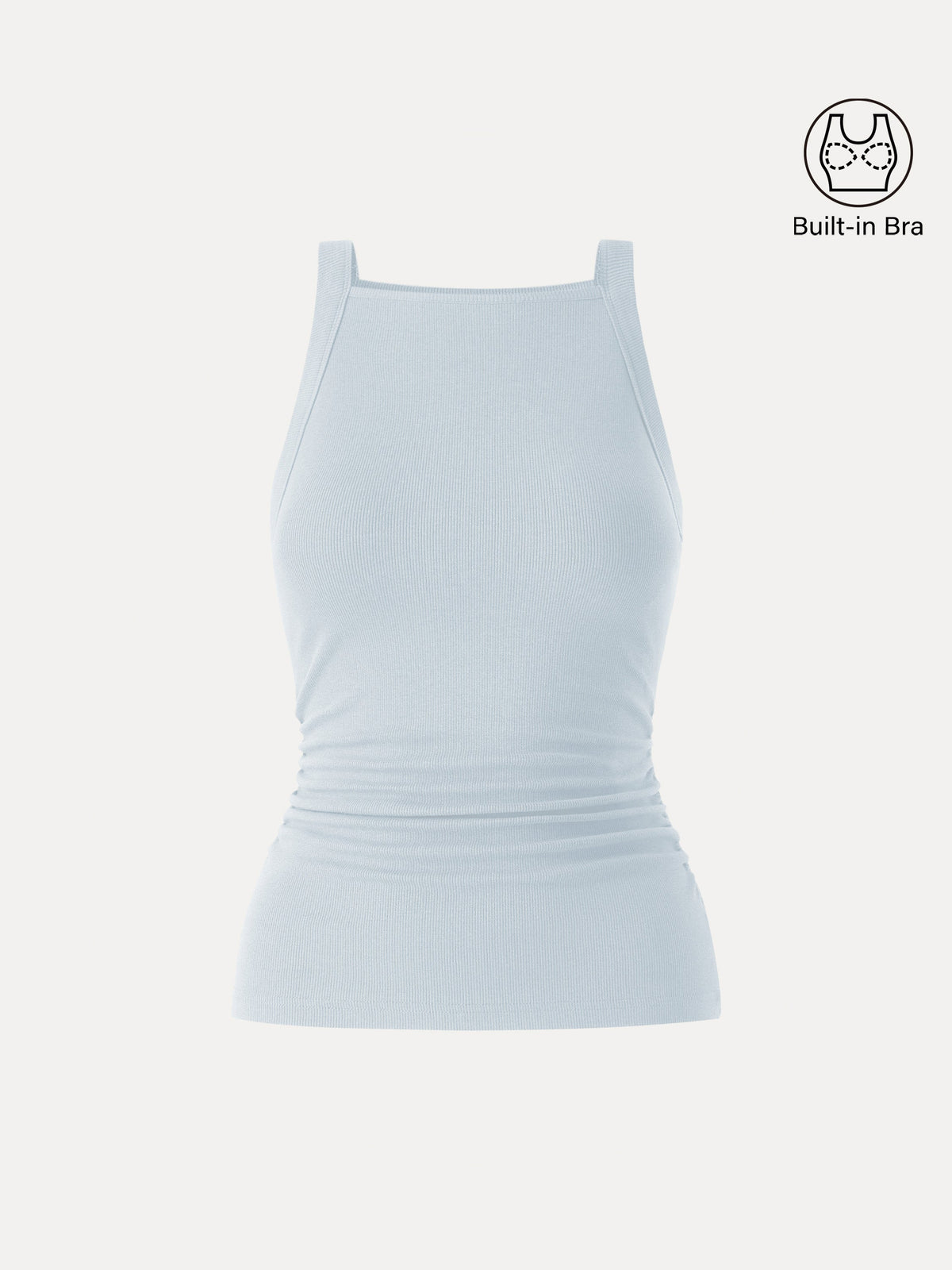 Plantive Chic Square Neck Ruched Rib Built-In Bra Tank — original photo 10