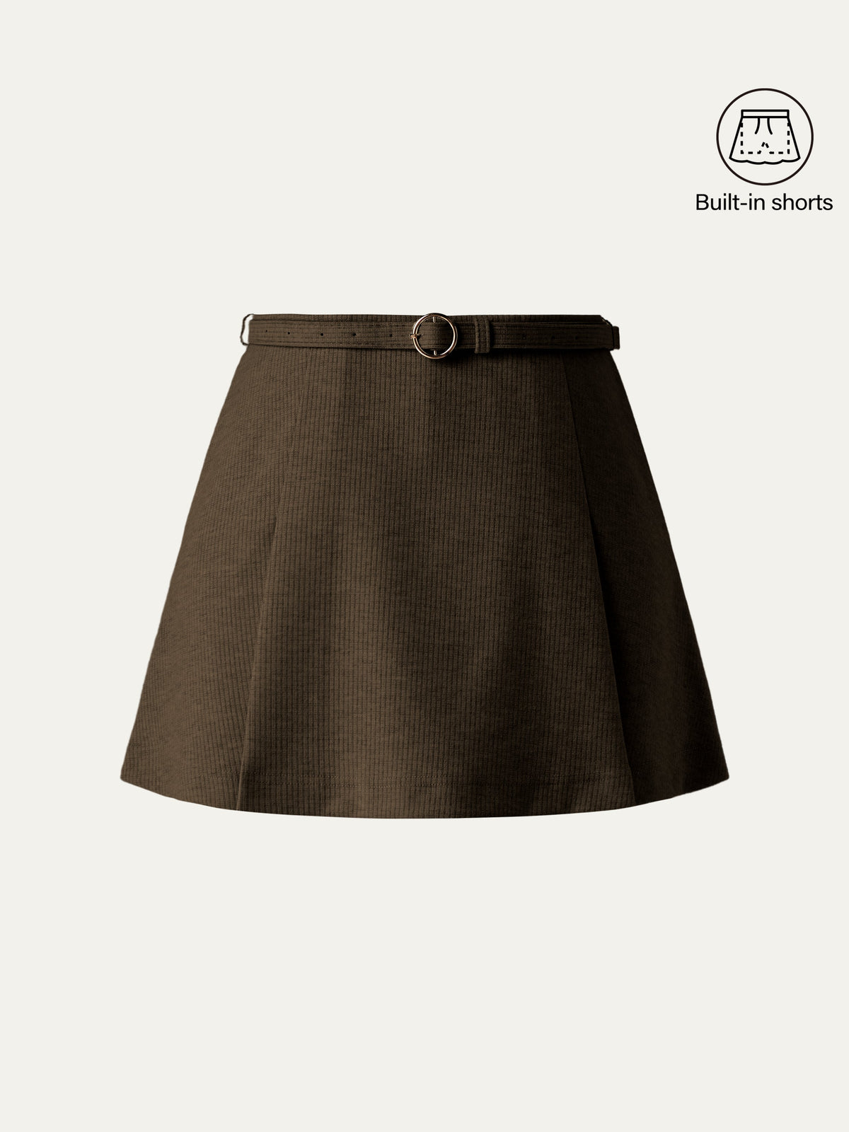 Viscose-Wool Blend High-Rise Belted A-Line Skort with Pockets — original photo 8