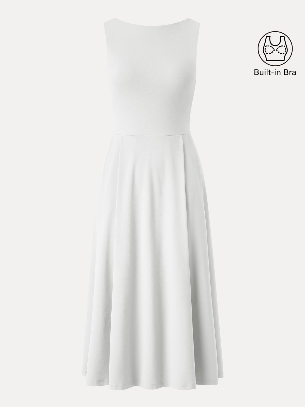 Boatneck Bamboo Ponte Bra Midi Dress with Pockets — original photo 7