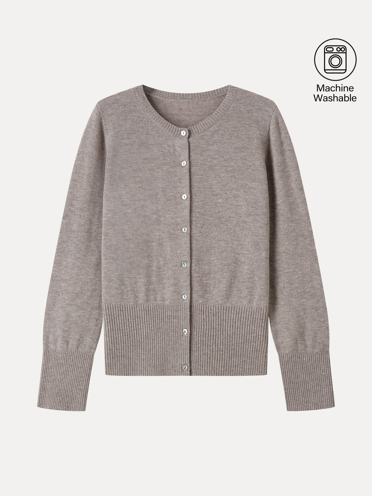 100% Merino Wool Crew Neck Long Sleeve Button-Front Cardigan — original photo 6