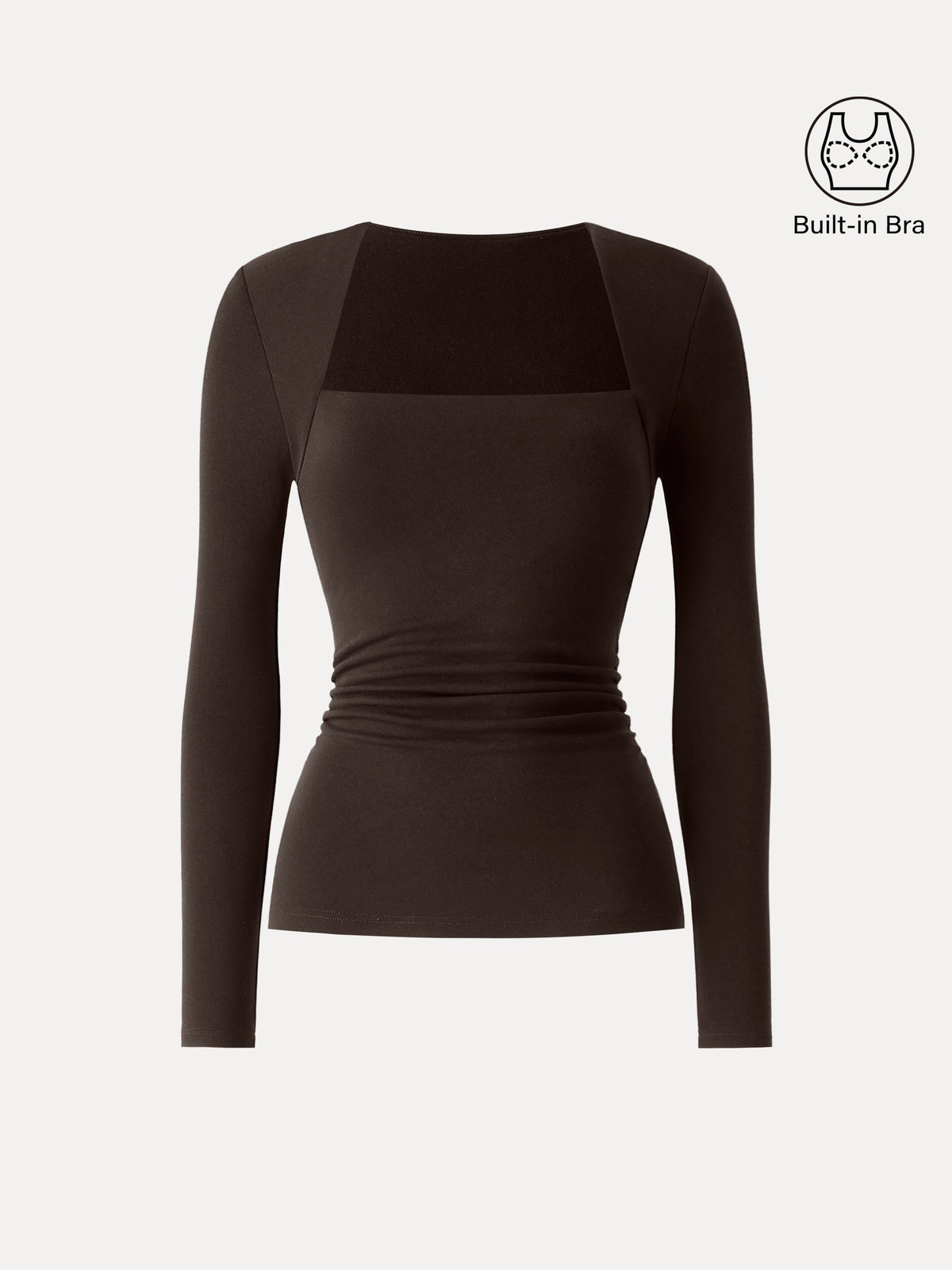 ProWarm Trapeze Neck Long Sleeve Ruched Built-In Bra Top — original photo 6