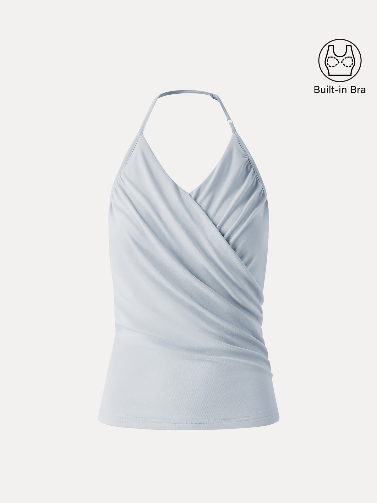 Modal Halter Neck Surplice Ruched Bandless Built-In Bra Top — original photo 1