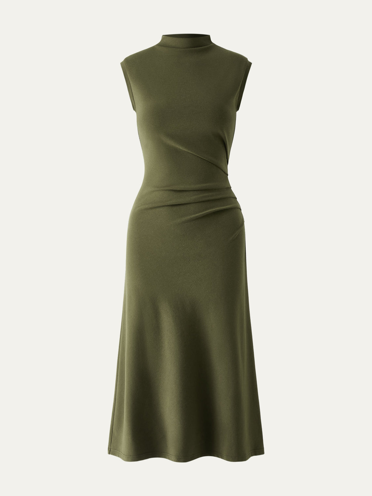 Mockneck Tucks Midi Dress — original photo 16