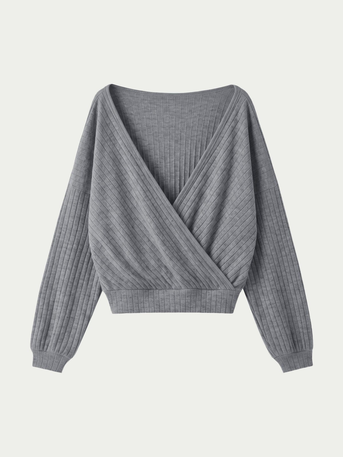 MaxWarm Wide Ribbed Crossover Long Sleeve Banded Hem Top — original photo 14