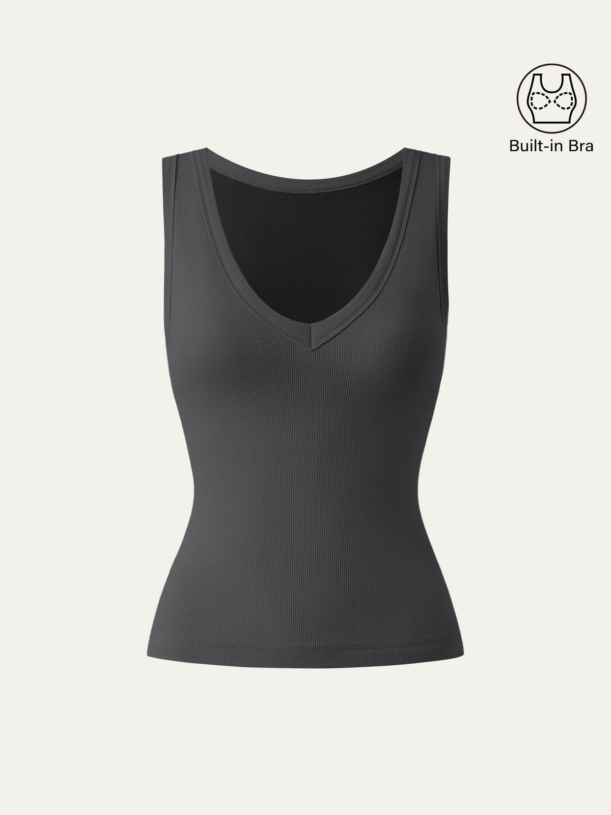 Stretchy V-neck Cotton Built-In Bra Tank — original photo 18