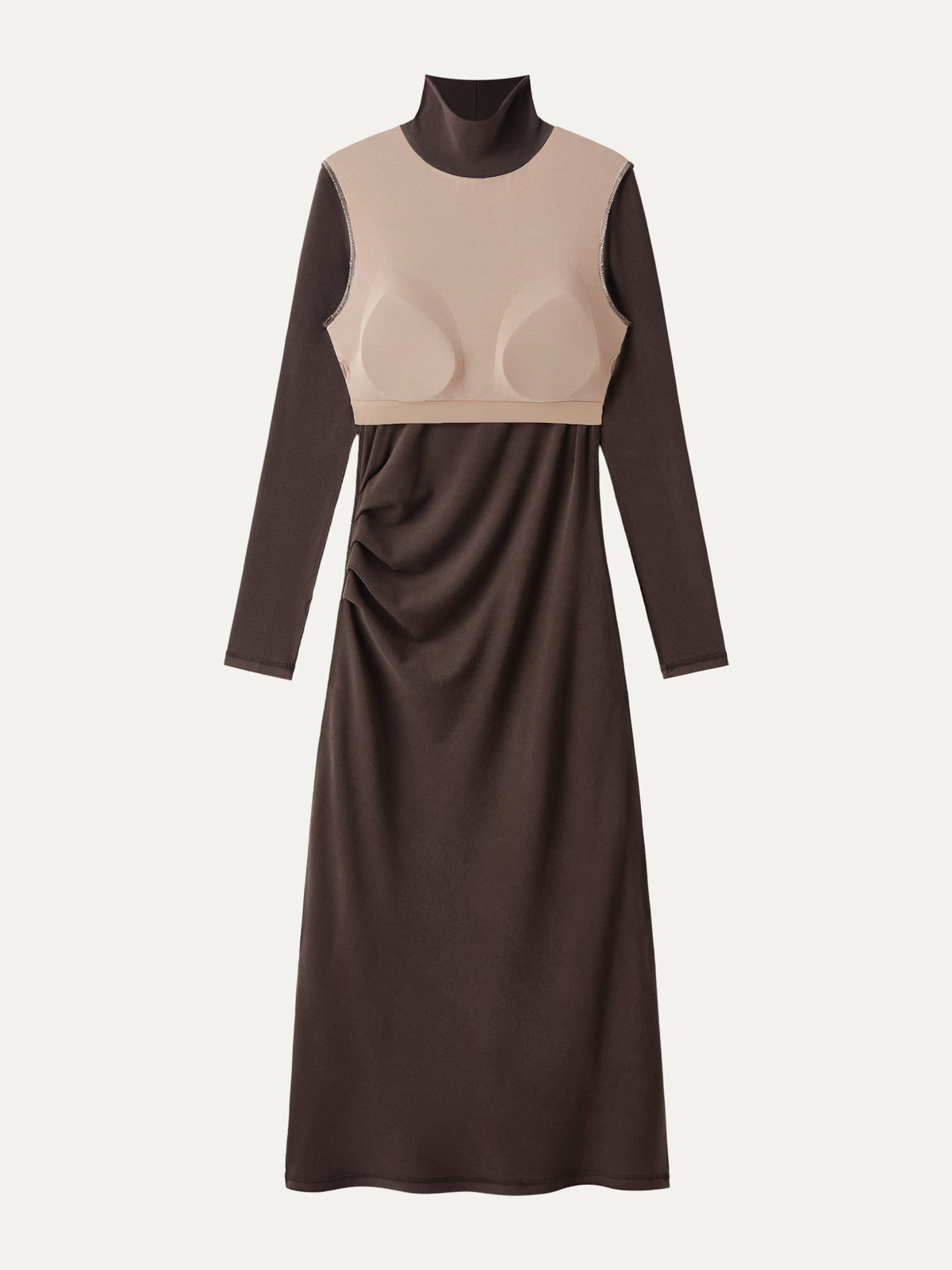 ProWarm Turtleneck Tucked Midi Built-In Bra Dress — original photo 5