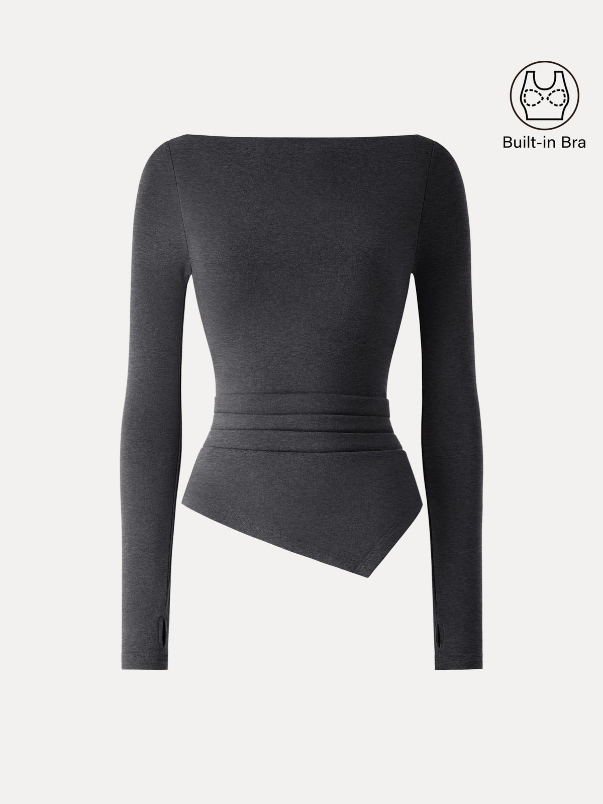 ProWarm Boatneck Side Tucks Asymmetrical Built-In Bra Top — original photo 16