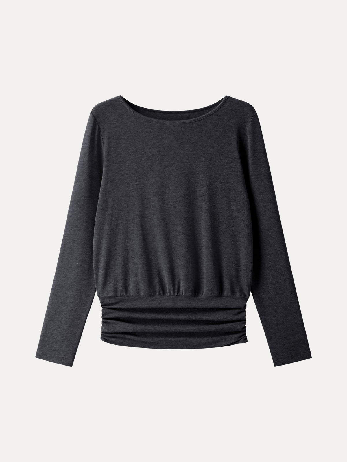 LiteWarm Boatneck Long Sleeve Ruched Banded Hem Top — original photo 11