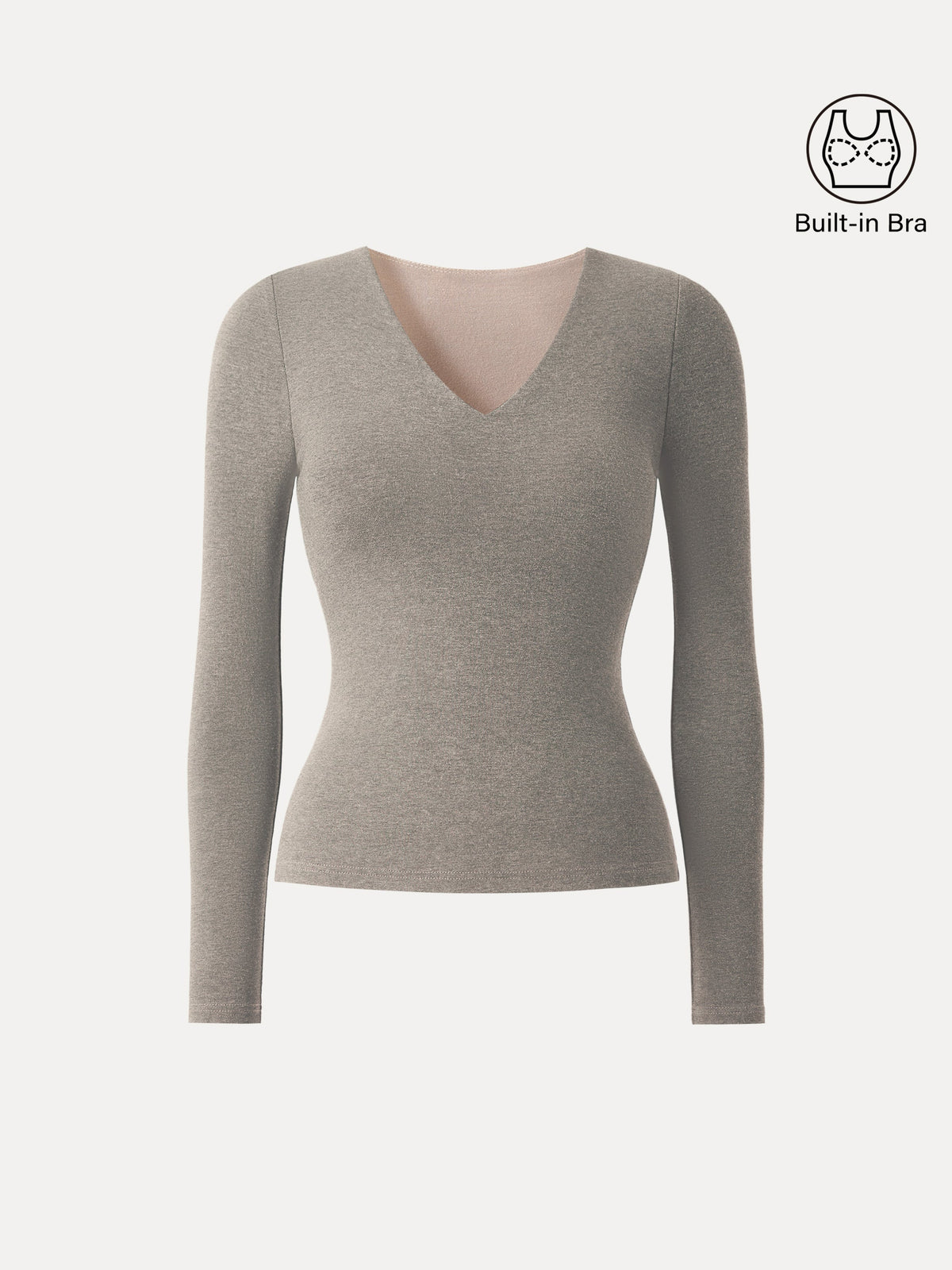 LiteWarm V-Neck Long Sleeve Built-In Bra Top — original photo 12