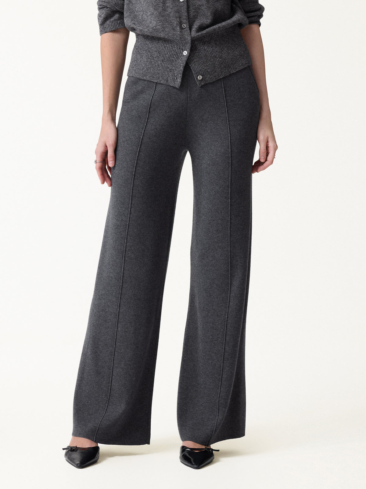 Merino Blend High-Rise Pintuck Wide-Leg Pants with Pockets — original photo 7