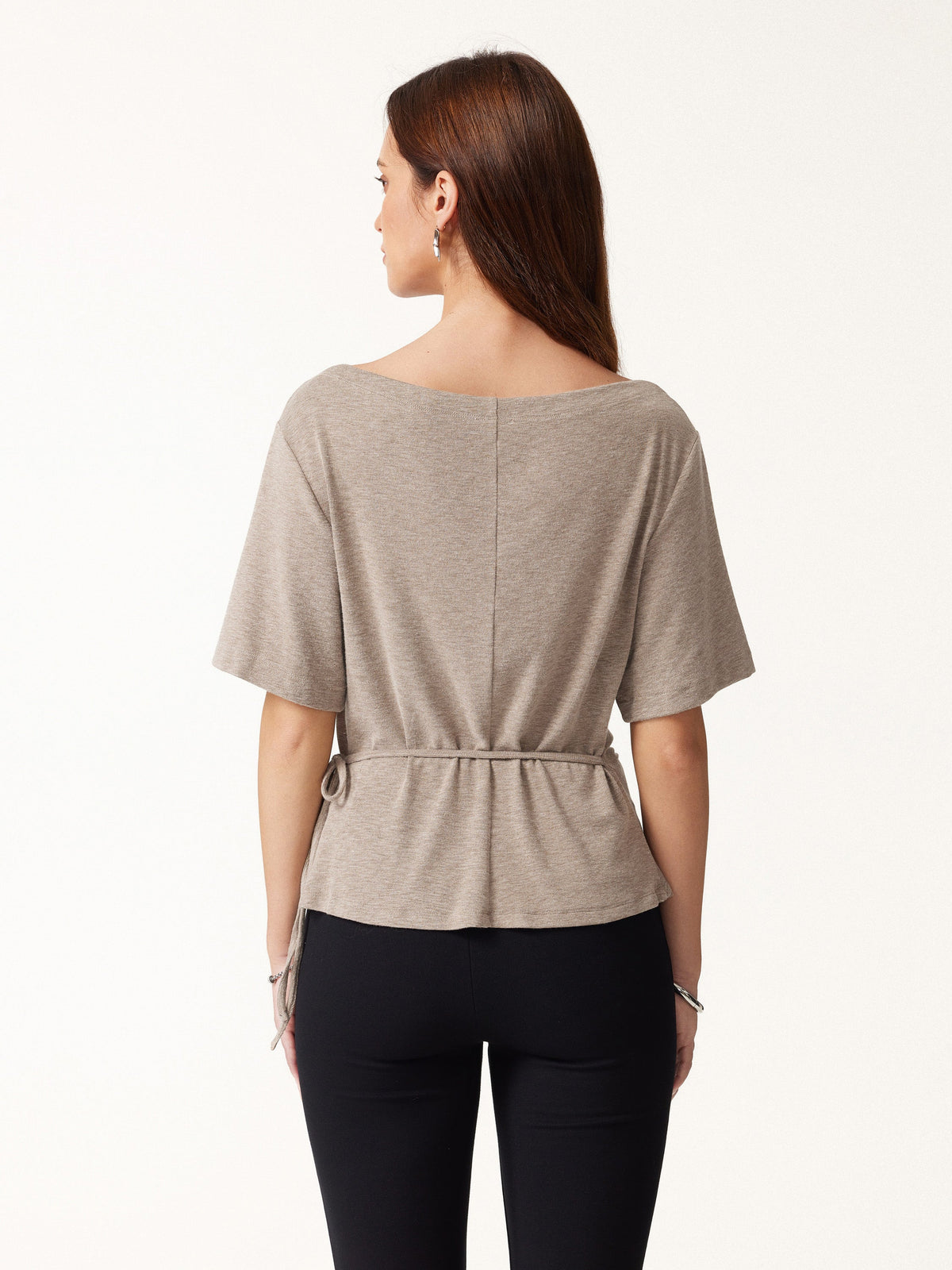 LiteWarm Slash Neck Short Sleeve Tie-Side Top — original photo 4