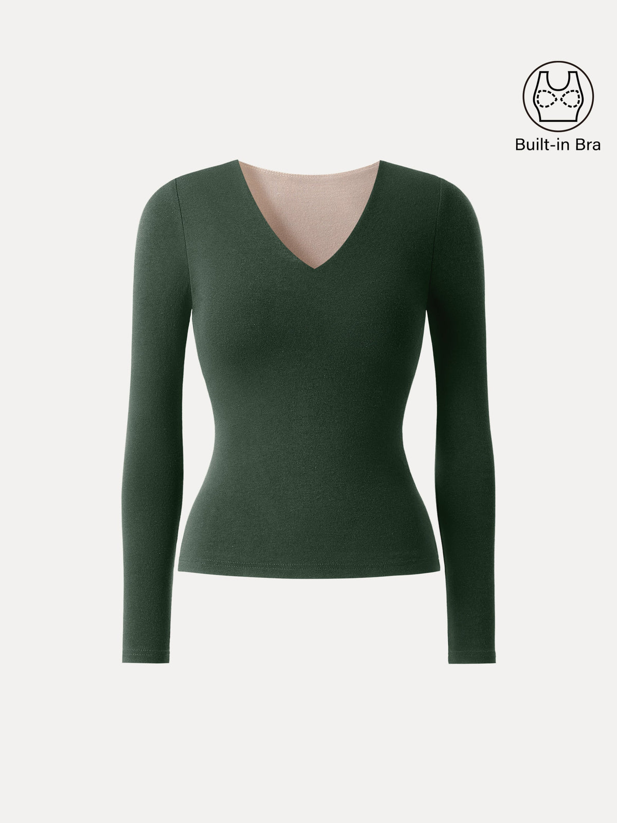 LiteWarm V-Neck Long Sleeve Built-In Bra Top — original photo 9