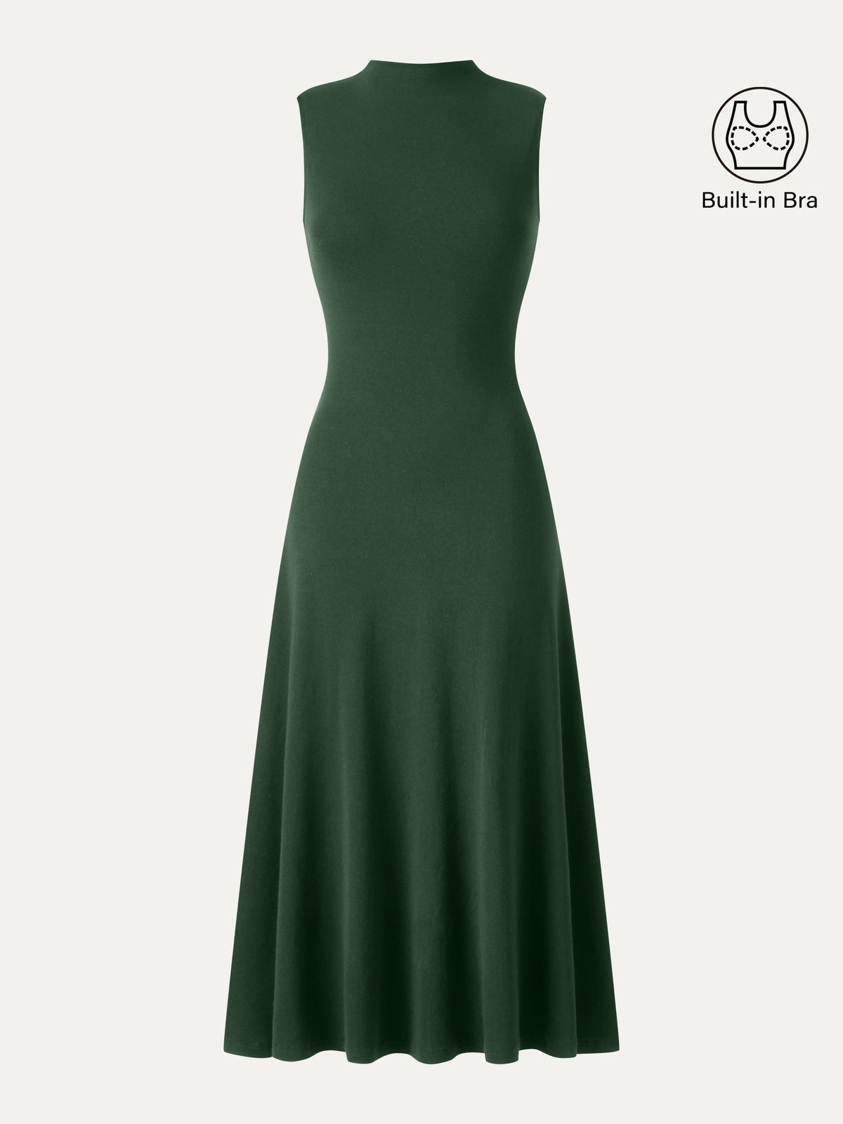LiteWarm Mock Neck Sleeveless A-Line Midi Built-In Bra Dress — original photo 14