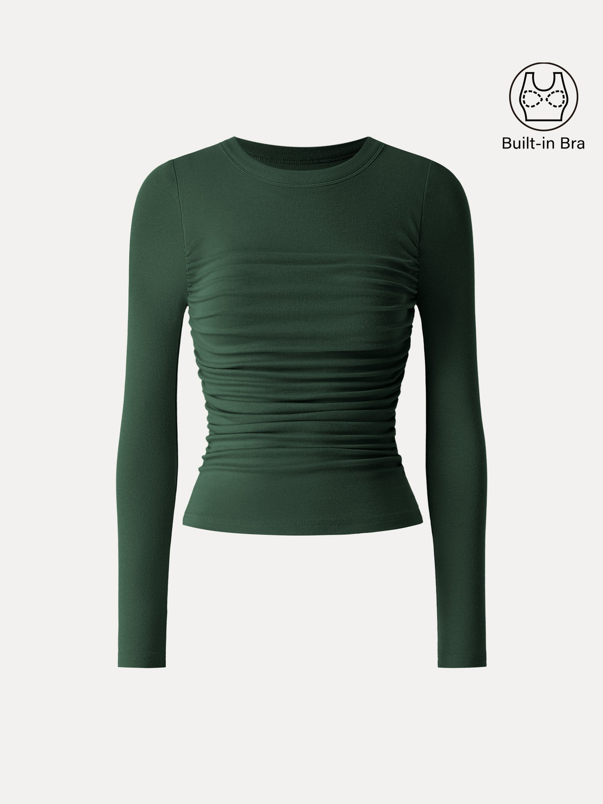 ProWarm Roundneck Long Sleeve Ruched Built-In Bra Top — original photo 8