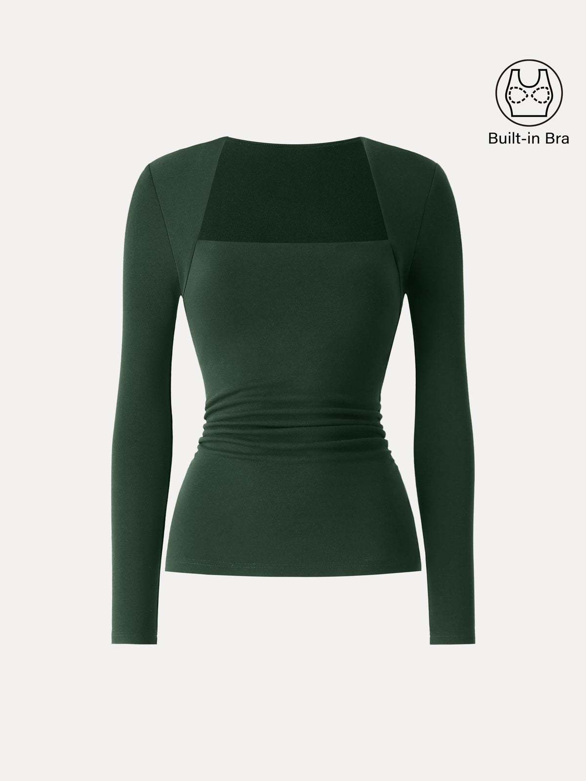 ProWarm Trapeze Neck Long Sleeve Ruched Built-In Bra Top — original photo 15