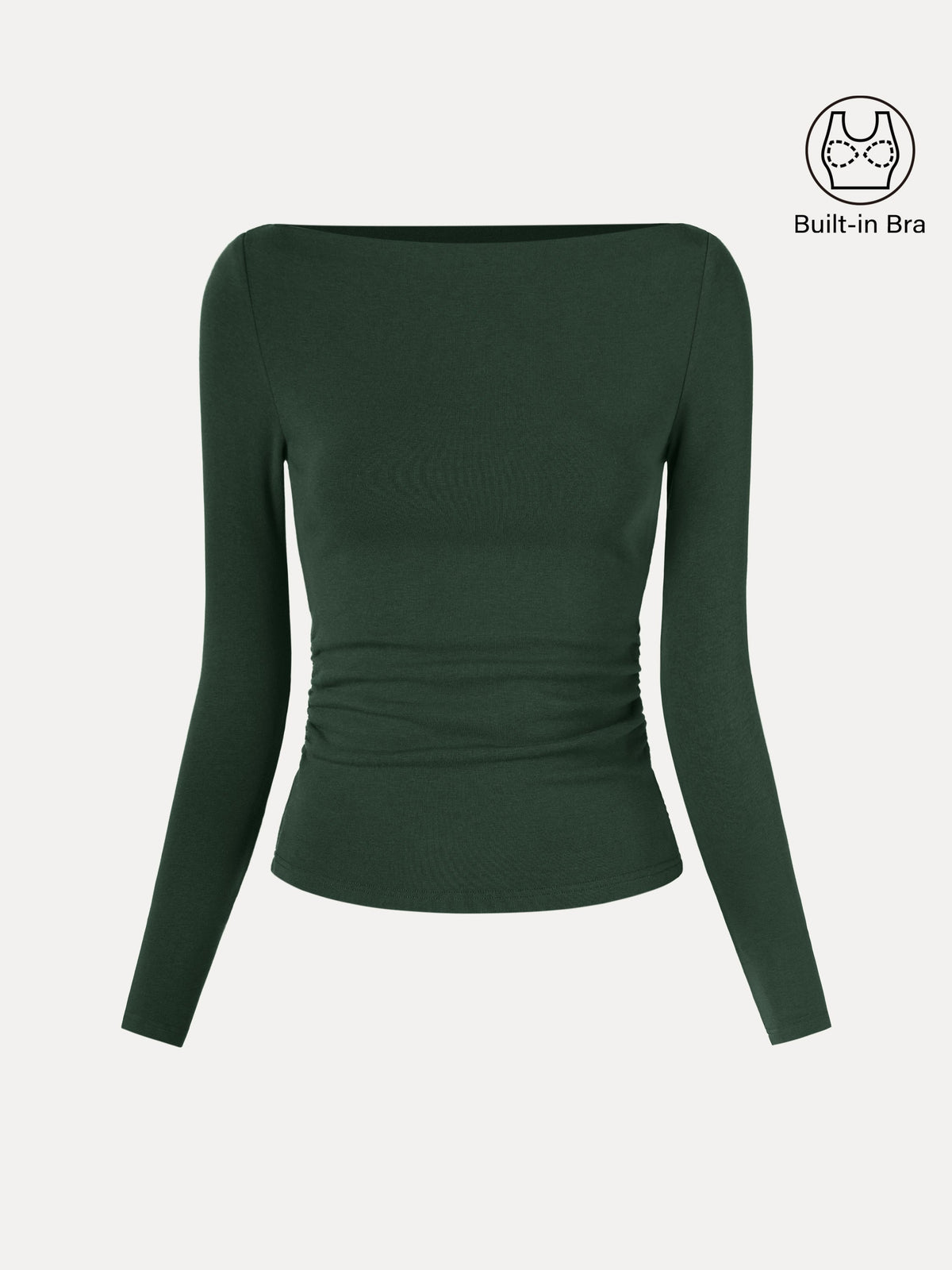 ProWarm Modern Side Ruched Boatneck Built-In Bra Top — original photo 13