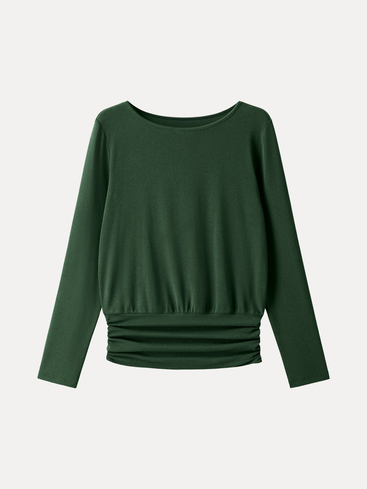 LiteWarm Boatneck Long Sleeve Ruched Banded Hem Top — original photo 10