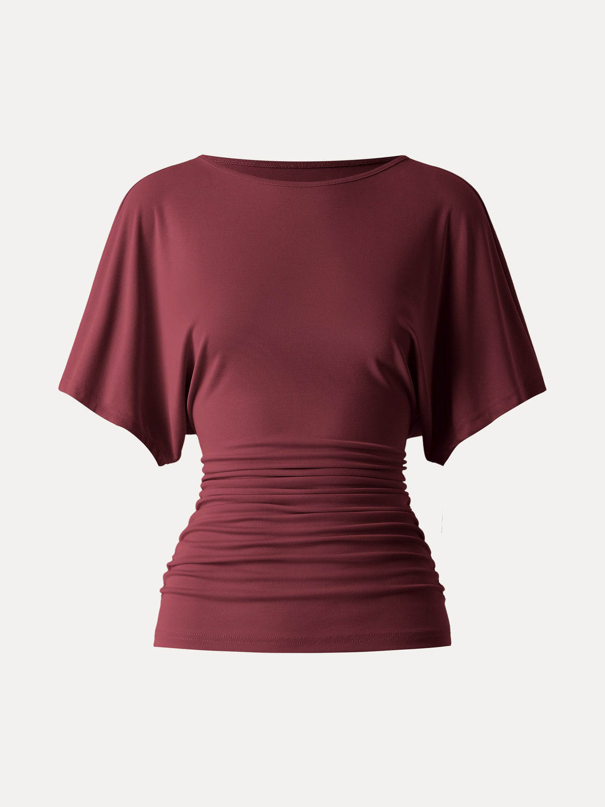 Effortless Boatneck Batwing Sleeve Side Ruched Top — original photo 11
