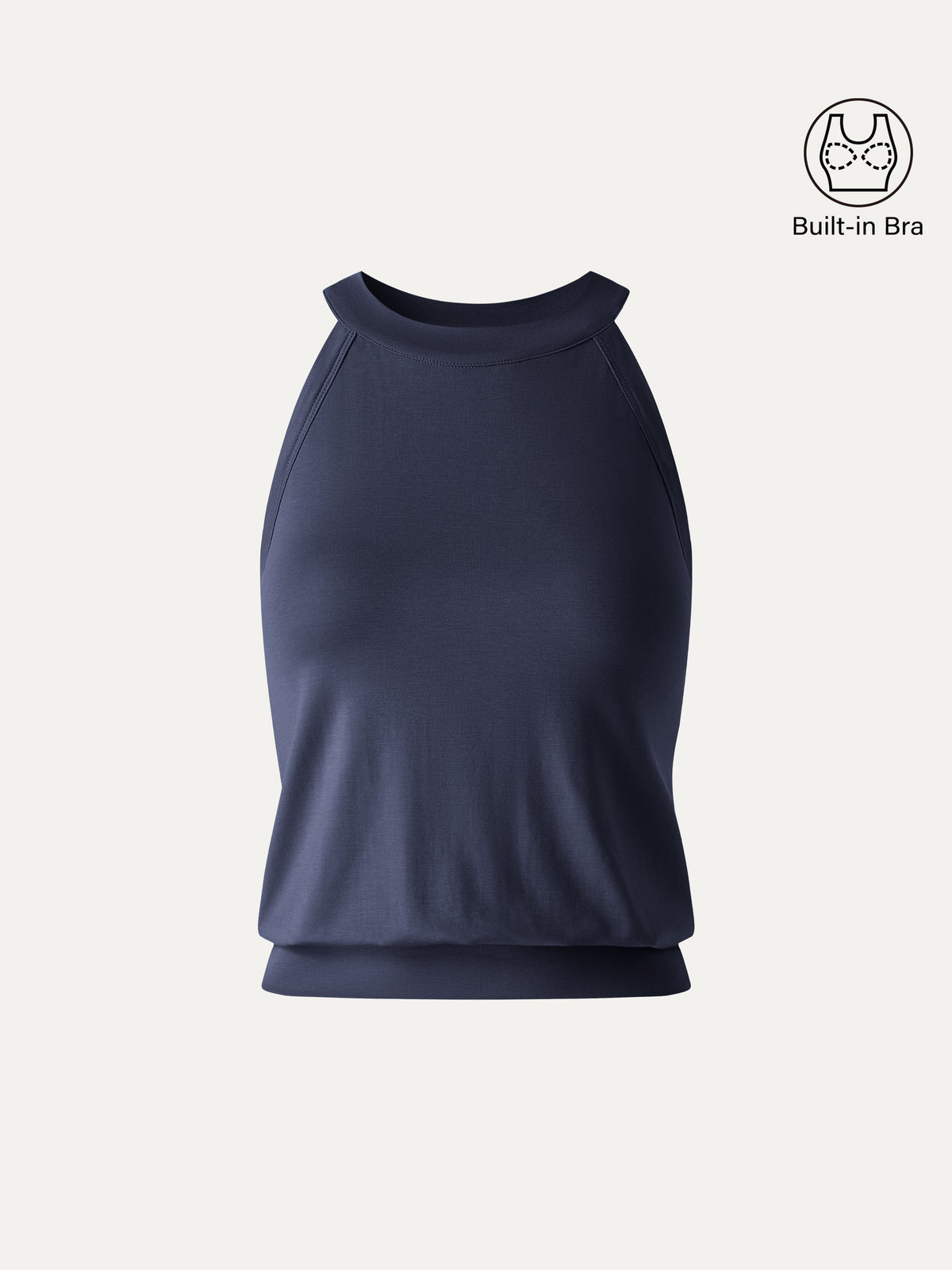 Halter Neck Banded Hem Built-In Bra Tank — original photo 10