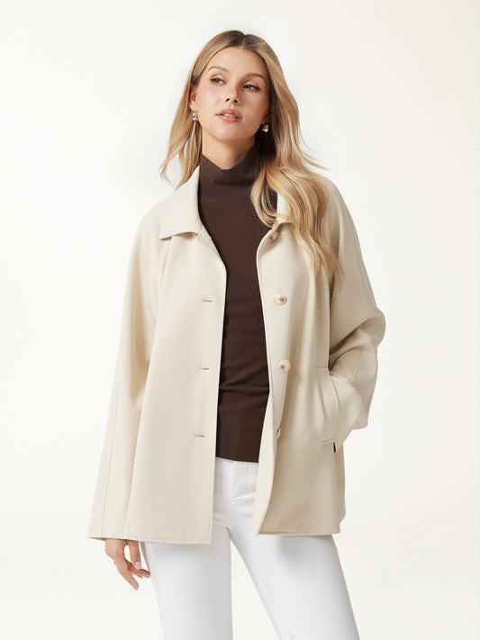 Bamboo Ponte Notched Collar Long Sleeve Belted Jacket — original photo 1