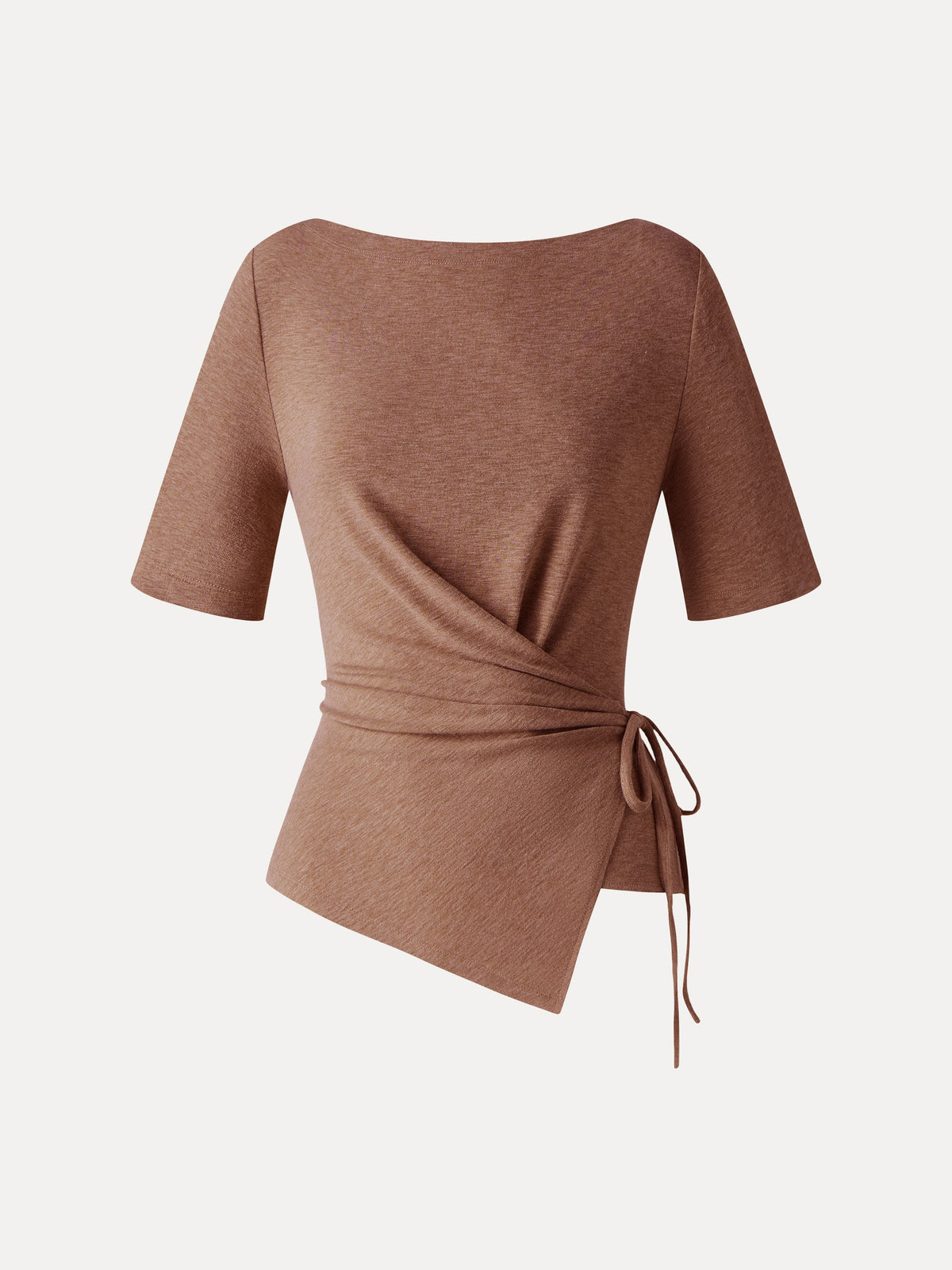 LiteWarm Slash Neck Short Sleeve Tie-Side Top — original photo 10