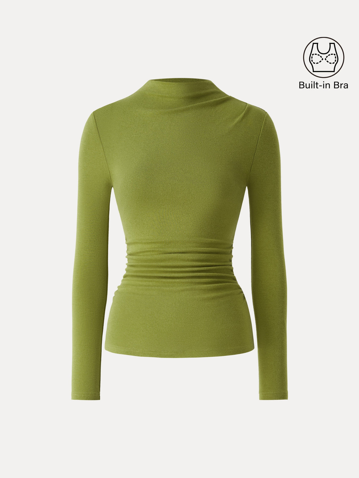 LiteWarm Mock Neck Long Sleeve Ruched Built-In Bra Top — original photo 6