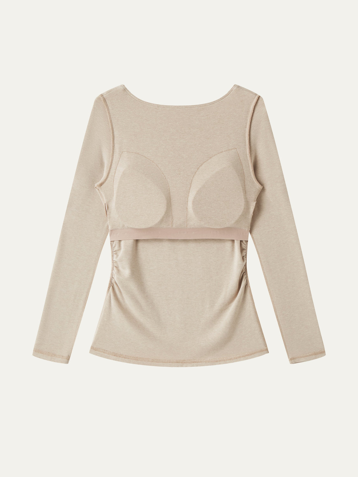 LiteWarm Boatneck Long Sleeve Open-Back Ruched Built-In Bra Top — original photo 8