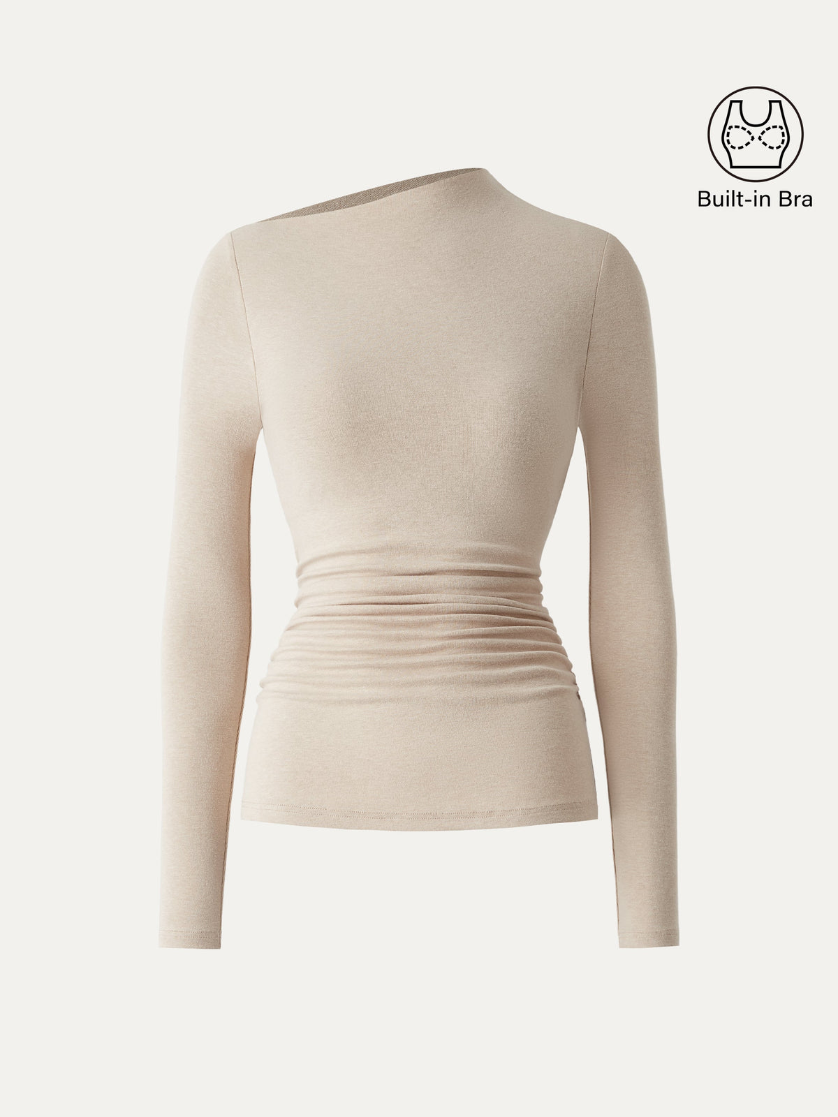 LiteWarm Slanted Mockneck Ruched Built-In Bra Top — original photo 7