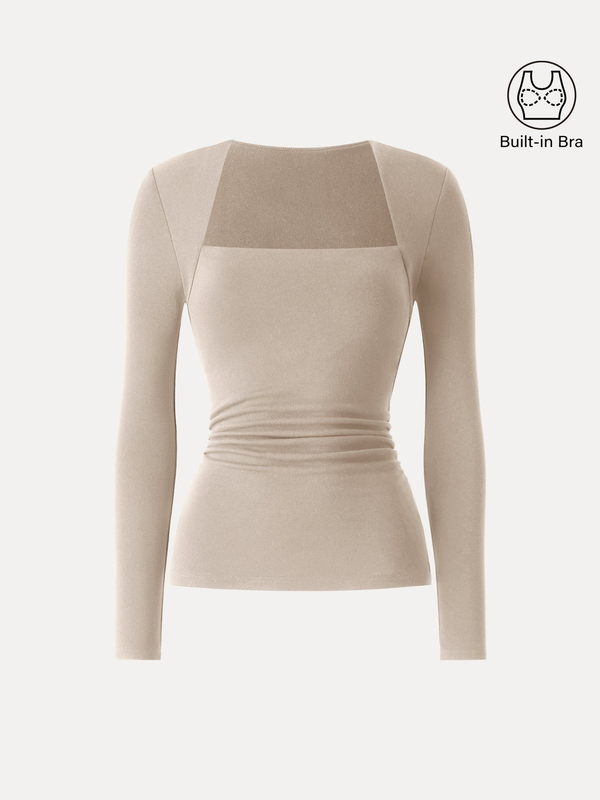 ProWarm Trapeze Neck Long Sleeve Ruched Built-In Bra Top — original photo 19